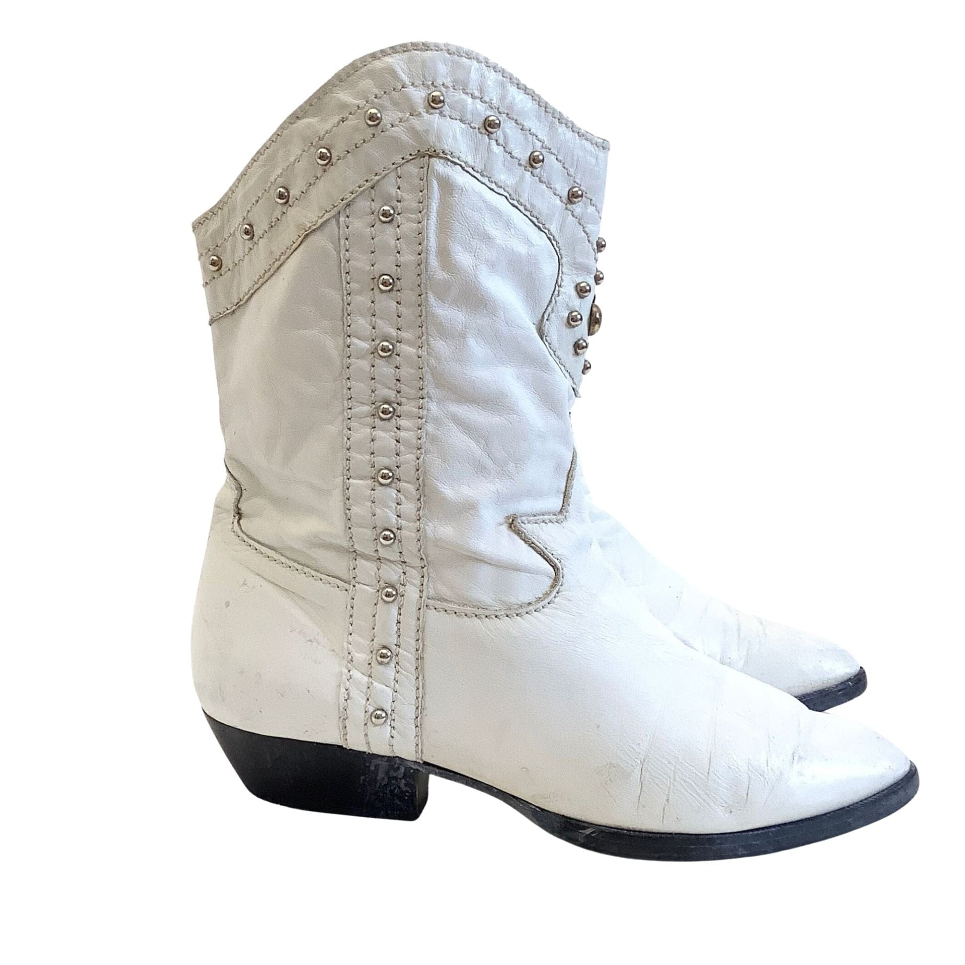 Short White Cowboy Boots 6 / White / Vintage 1980s