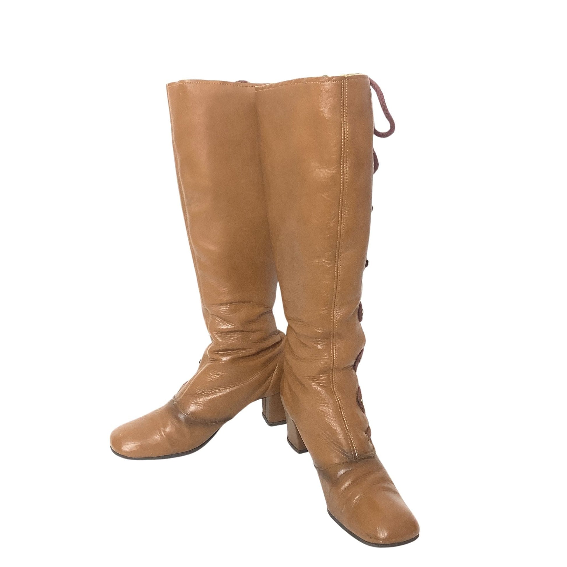 Side Lace Boots 7.5 / Tan / Vintage 1970s