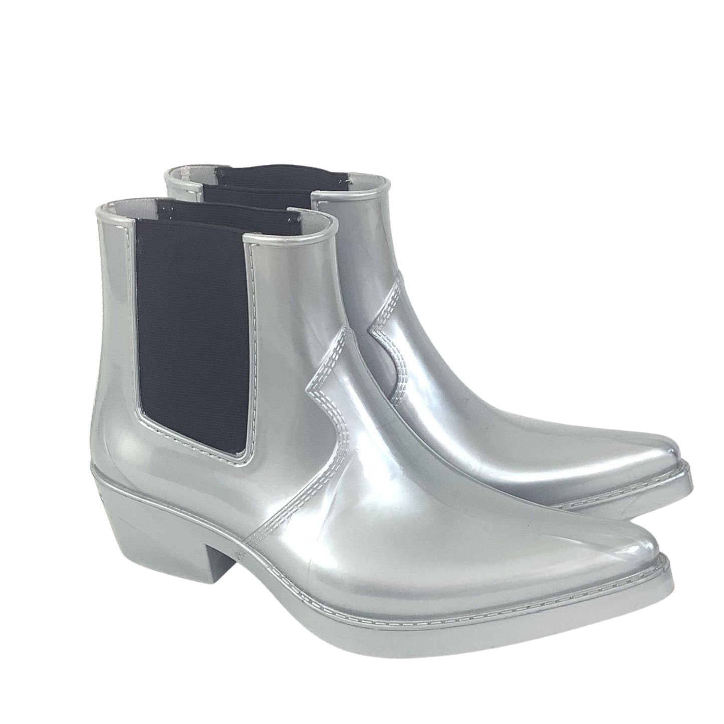 Silver Cowboy Rain Boots 8.5 / Silver / Y2K - Now