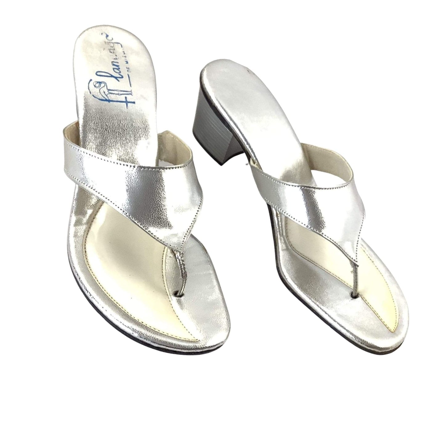 Silver Heeled Sandals 6.5 / Silver / Vintage 1950s
