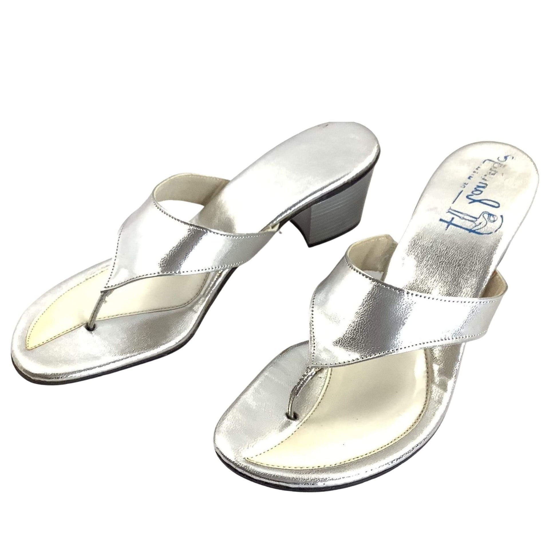 Silver Heeled Sandals 6.5 / Silver / Vintage 1950s