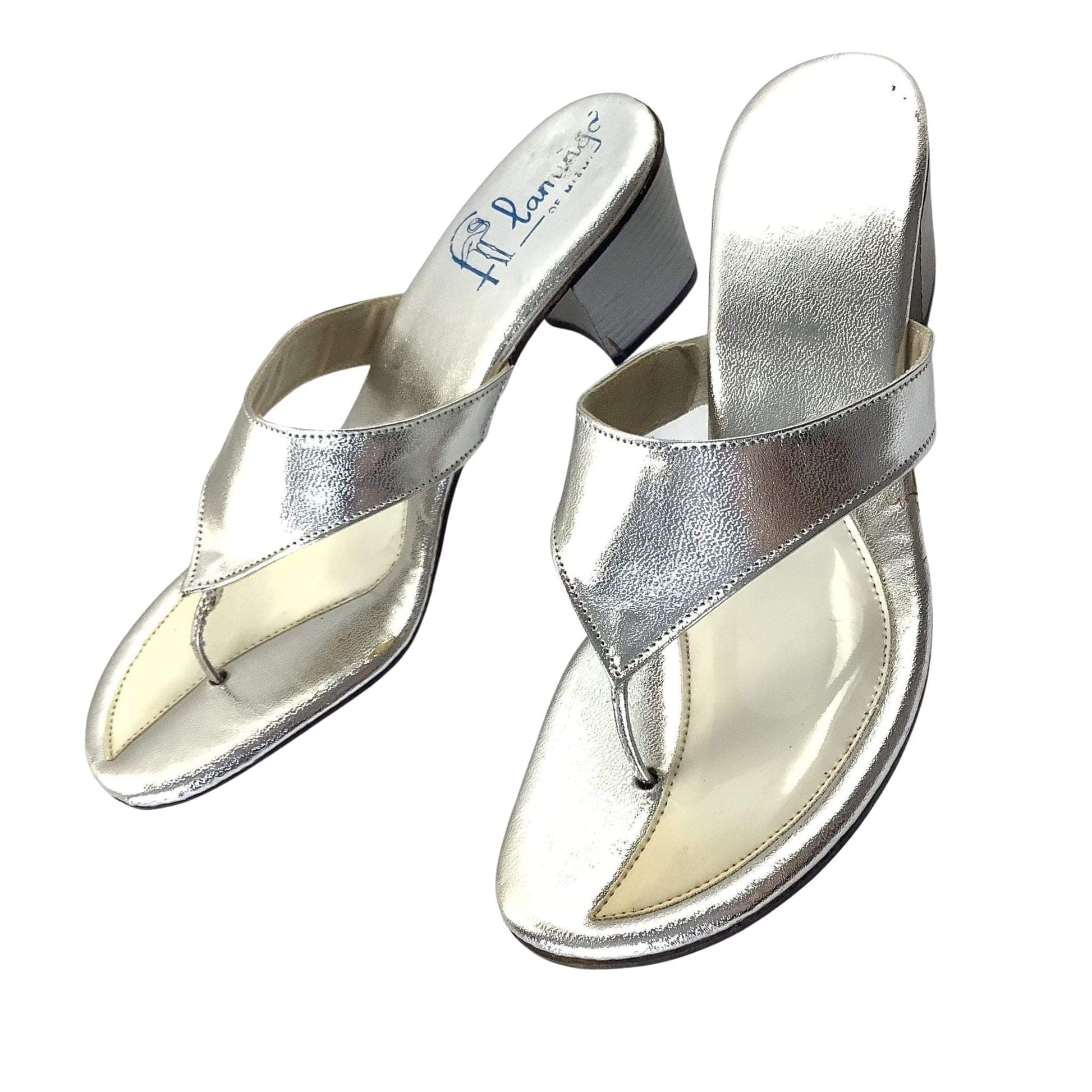 Silver Heeled Sandals 6.5 / Silver / Vintage 1950s