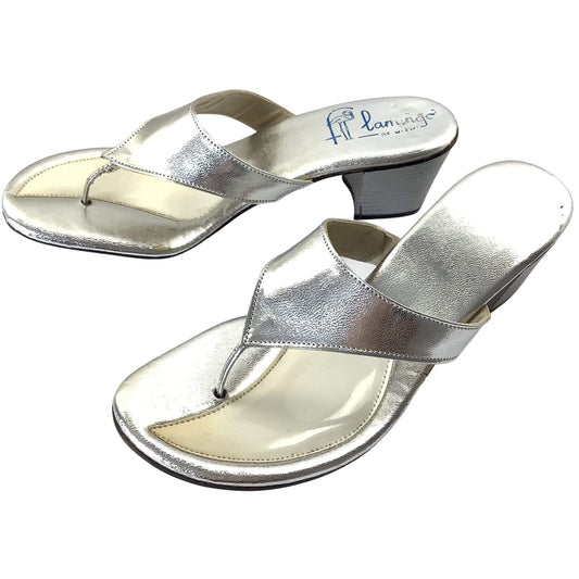 Silver Heeled Sandals 6.5 / Silver / Vintage 1950s