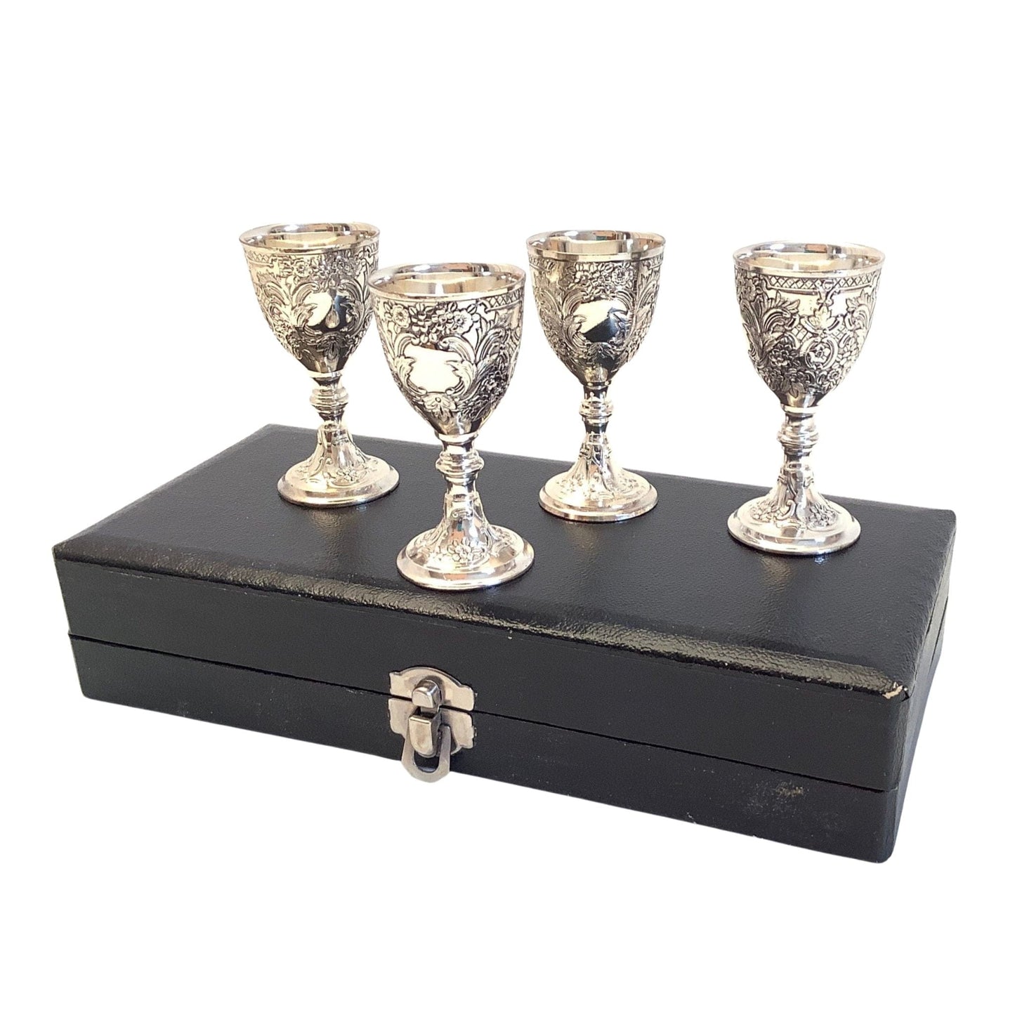 Silver Plated Goblet Set Silver / Metal / Vintage 1950s