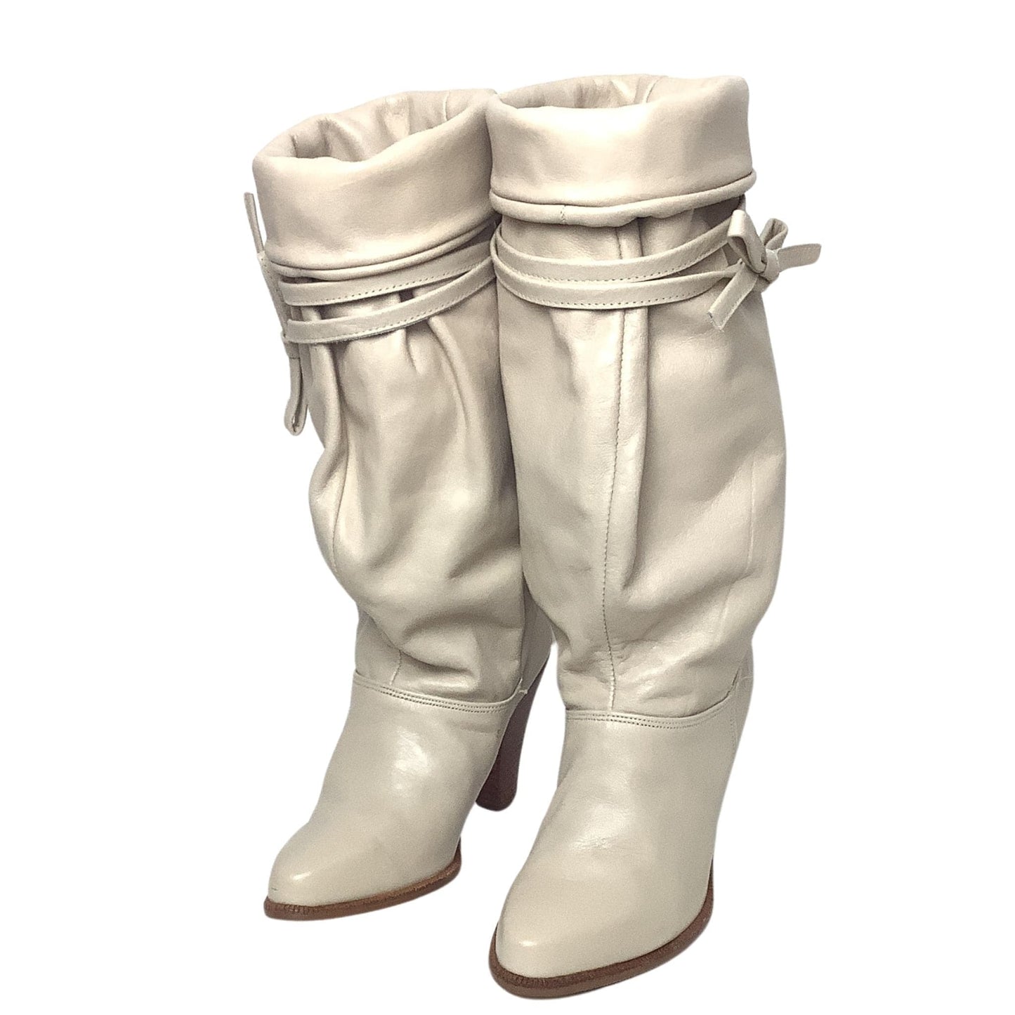 Slouchy Leather Boots 6.5 / Beige / Slouch