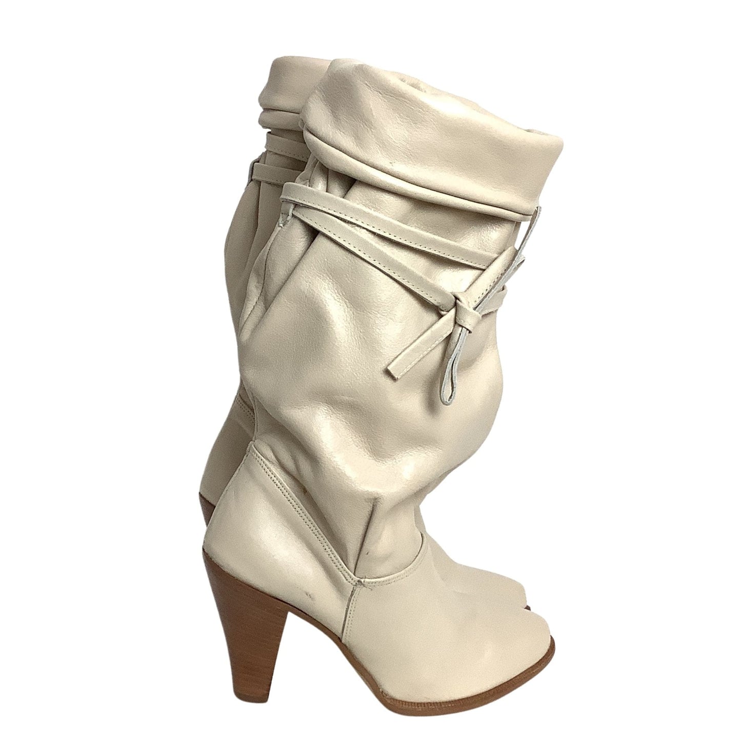 Slouchy Leather Boots 6.5 / Beige / Slouch