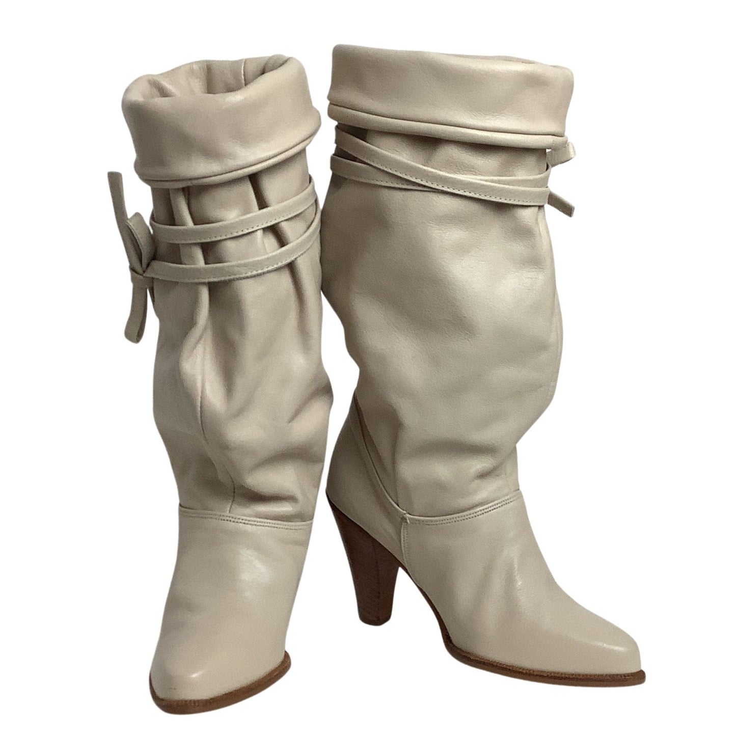 Slouchy Leather Boots 6.5 / Beige / Slouch