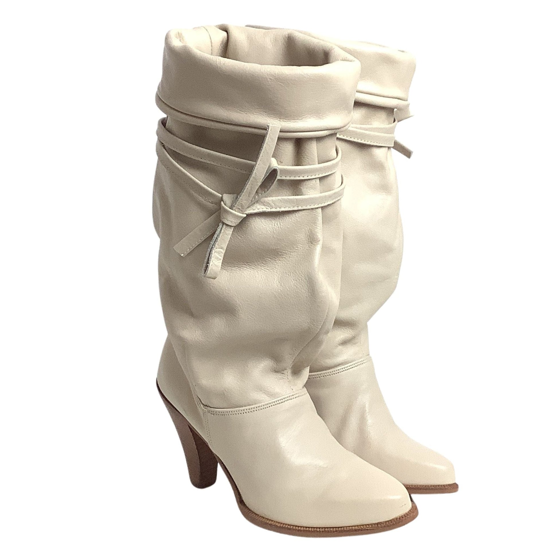 Slouchy Leather Boots 6.5 / Beige / Slouch