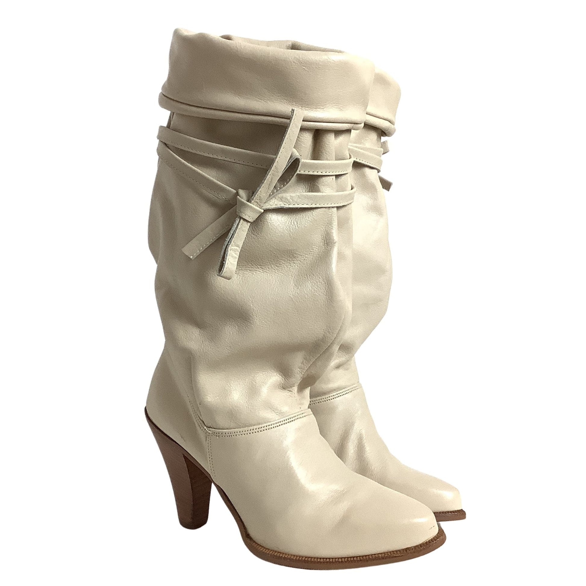 Slouchy Leather Boots 6.5 / Beige / Slouch