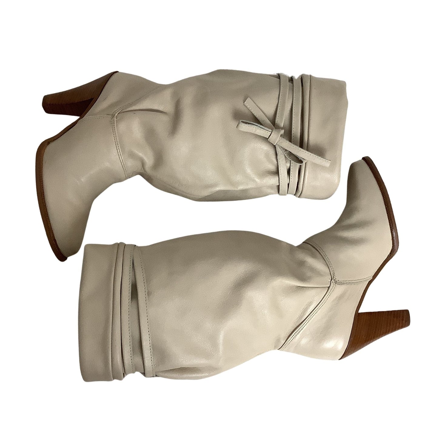 Slouchy Leather Boots 6.5 / Beige / Slouch