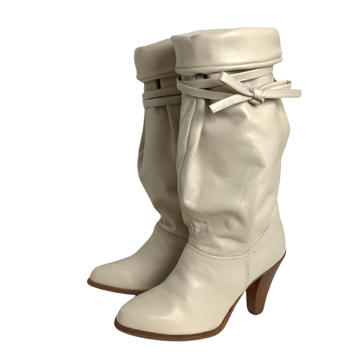 Slouchy Leather Boots 6.5 / Beige / Slouch