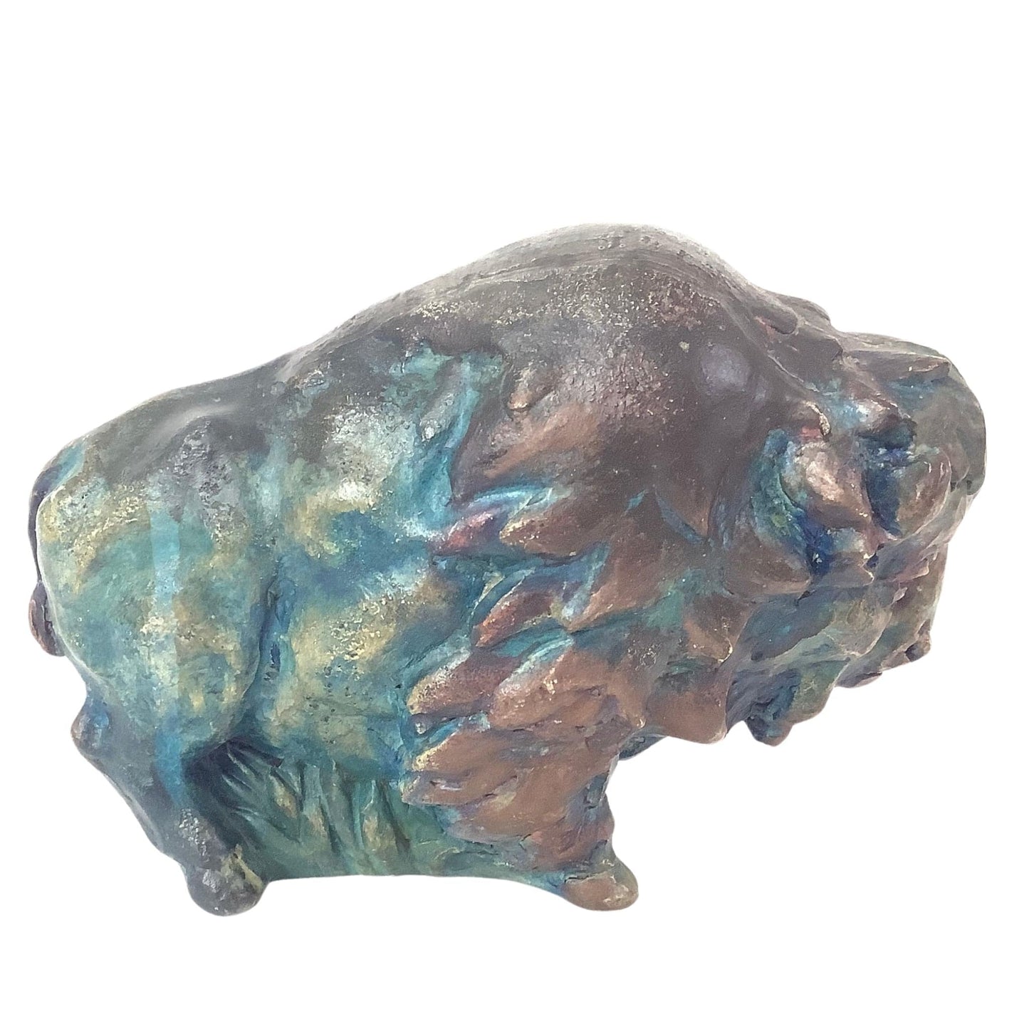 Southwestern Bison Figurine Bronze / Resin / Y2K - Now