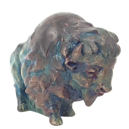 Southwestern Bison Figurine Bronze / Resin / Y2K - Now