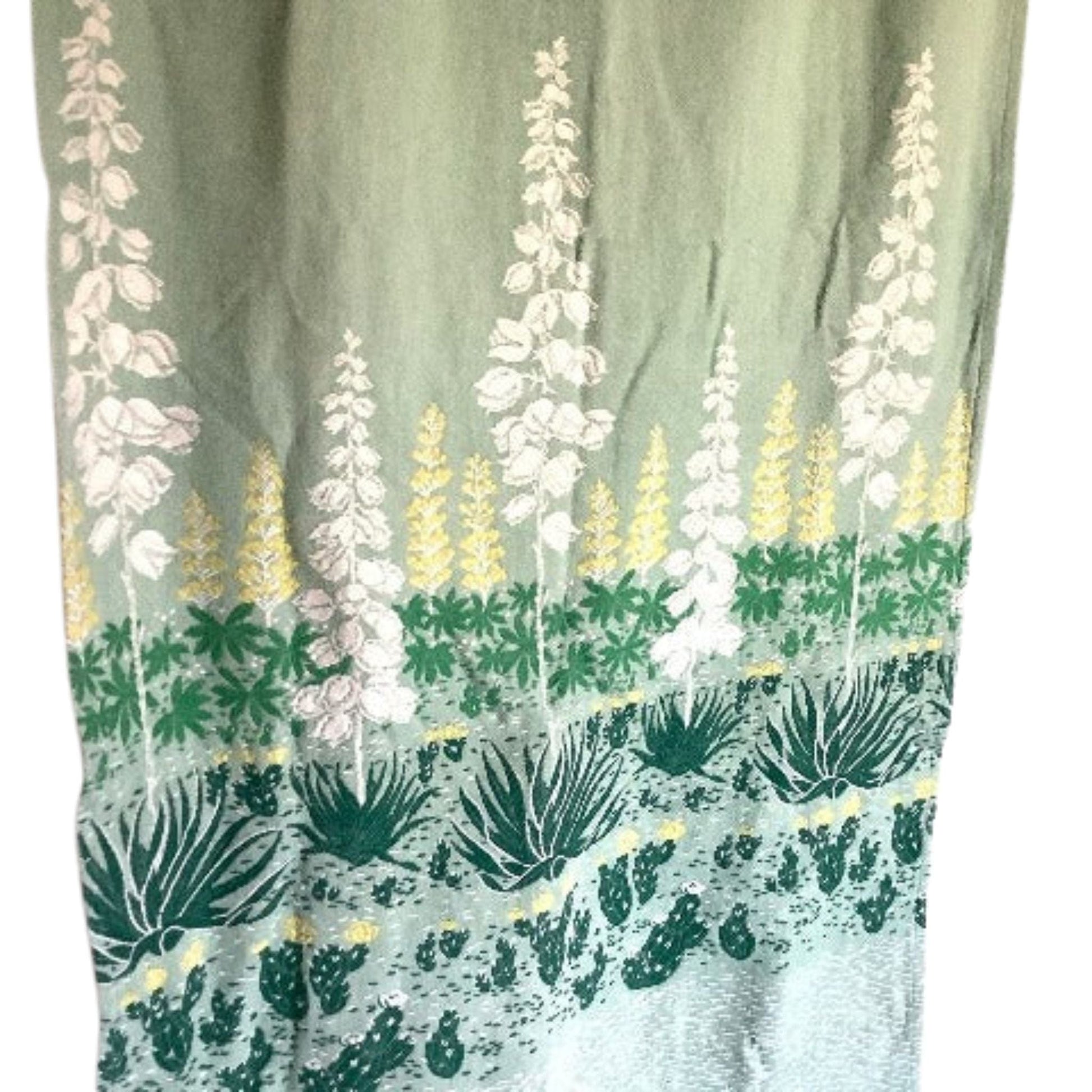 Southwestern Cactus Curtain Multi / Barkcloth / Vintage 1940s