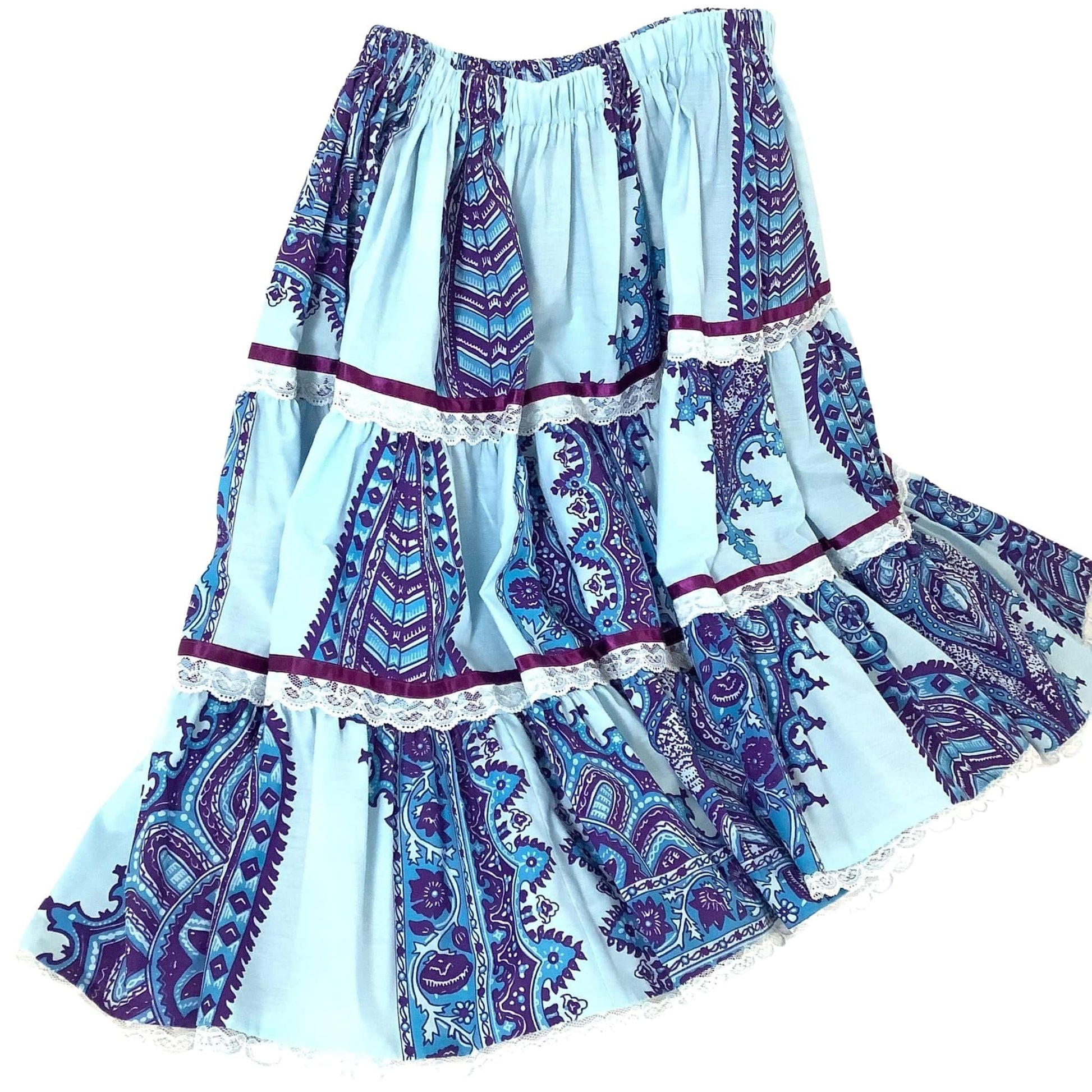 Square Dance Retro Skirt Medium / Blue / Western