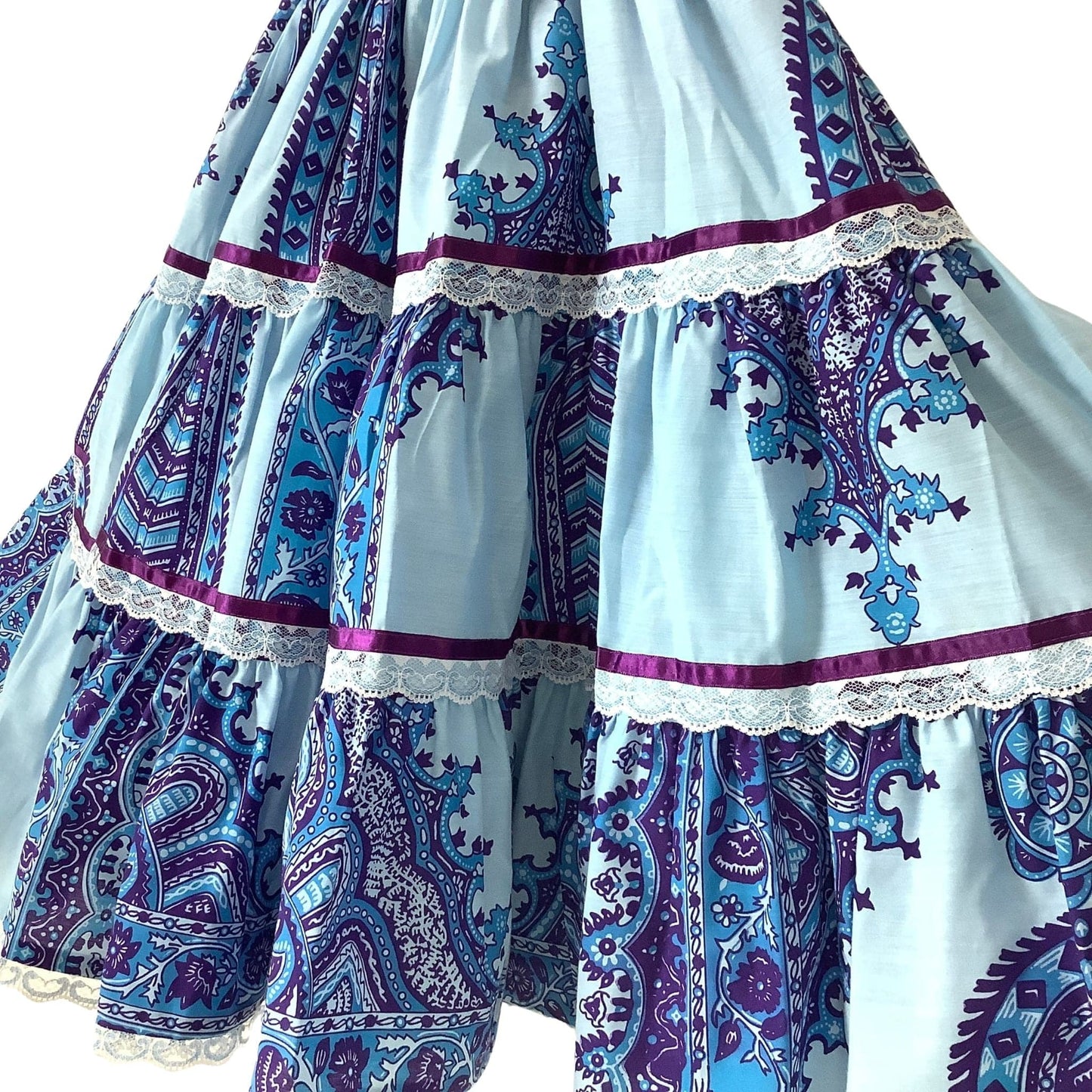 Square Dance Retro Skirt Medium / Blue / Western