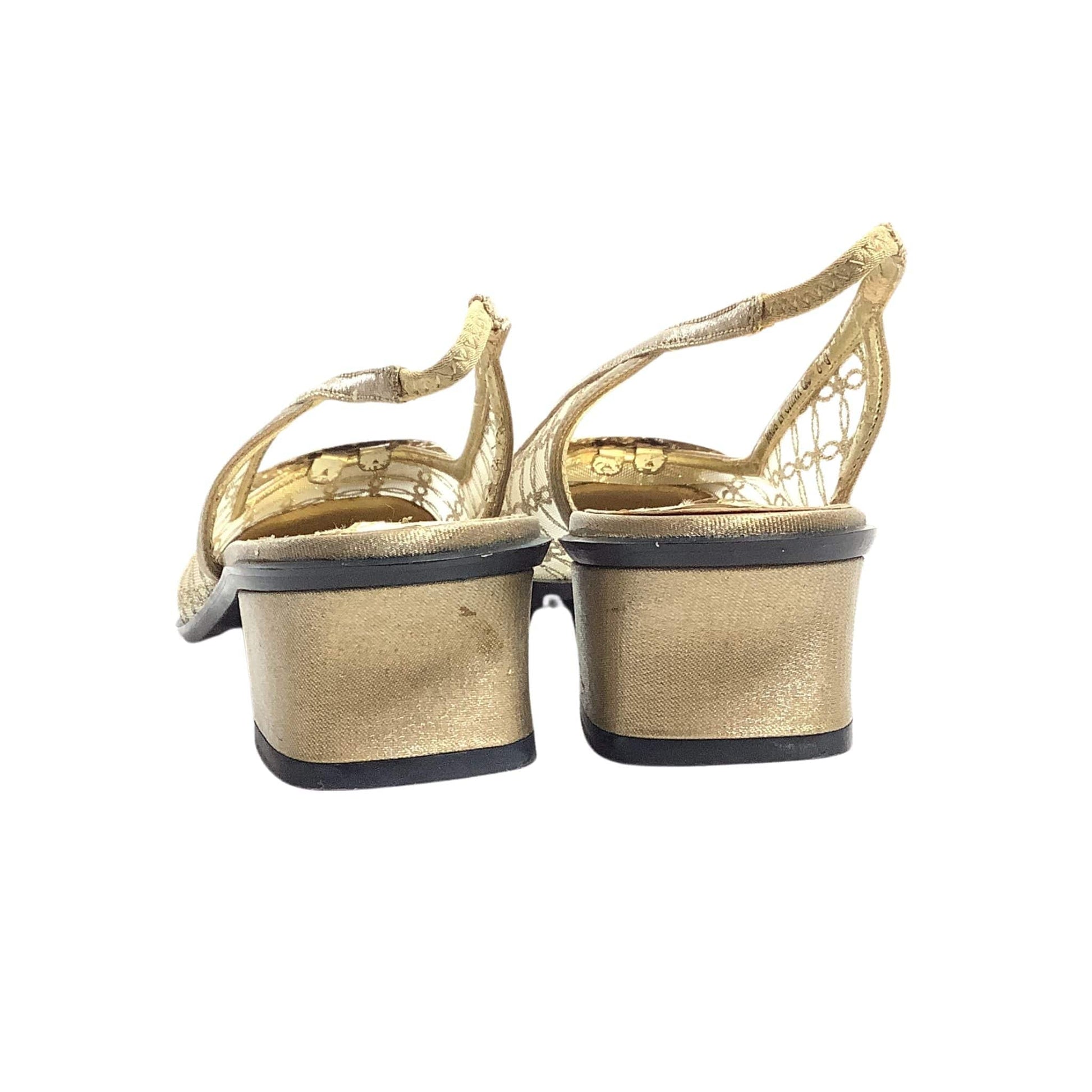 Square Toe Gold Heels 7 / Gold / Slingback heels