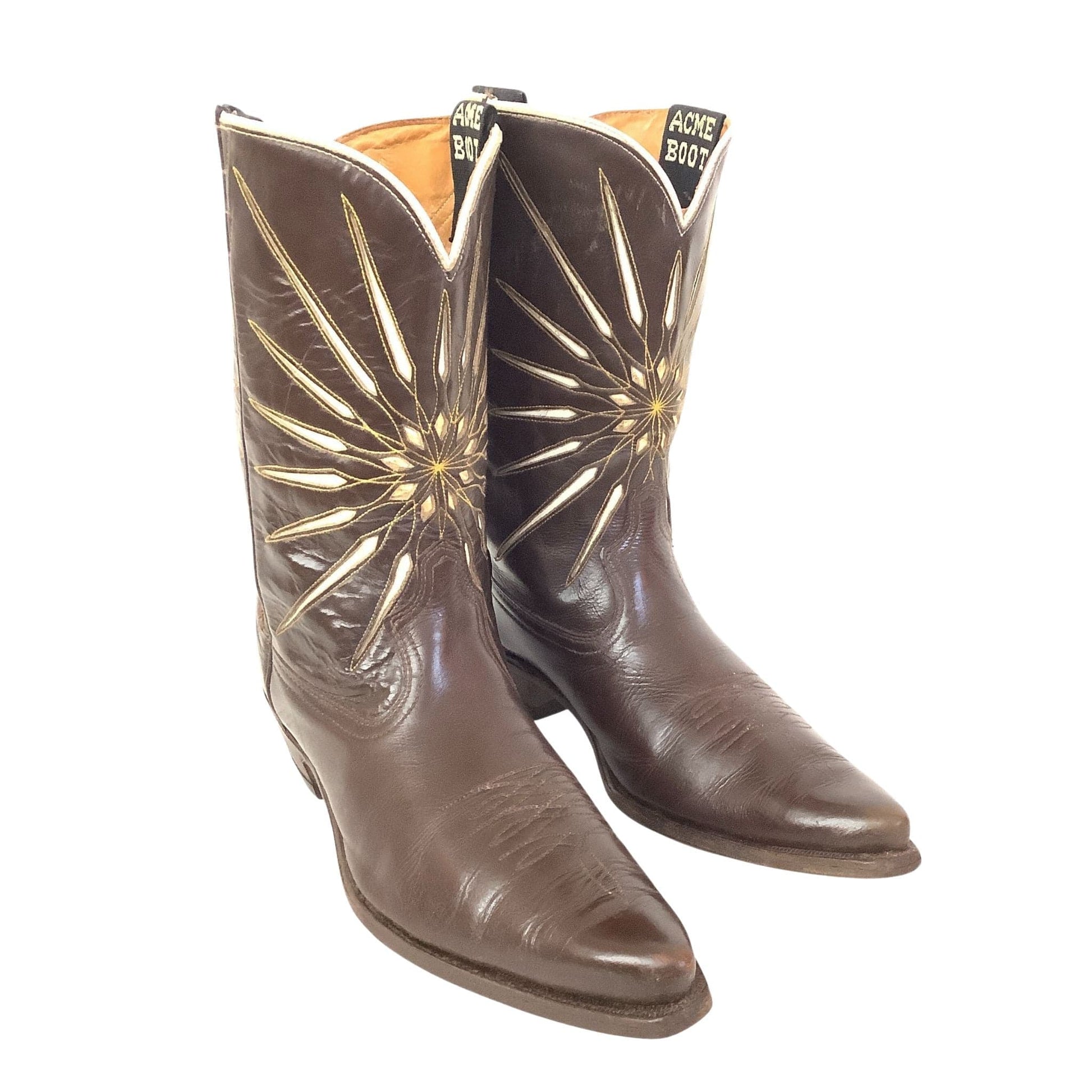 Sunburst Western Boots 8 / Brown / Vintage 1950s