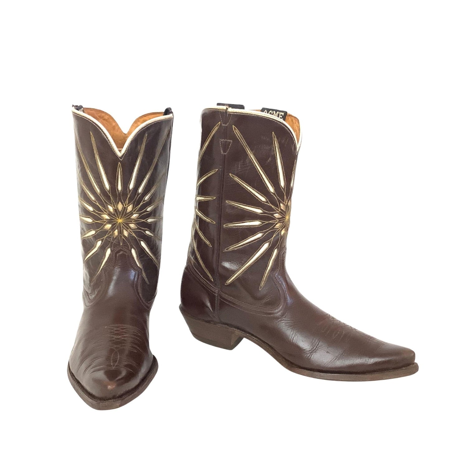 Sunburst Western Boots 8 / Brown / Vintage 1950s