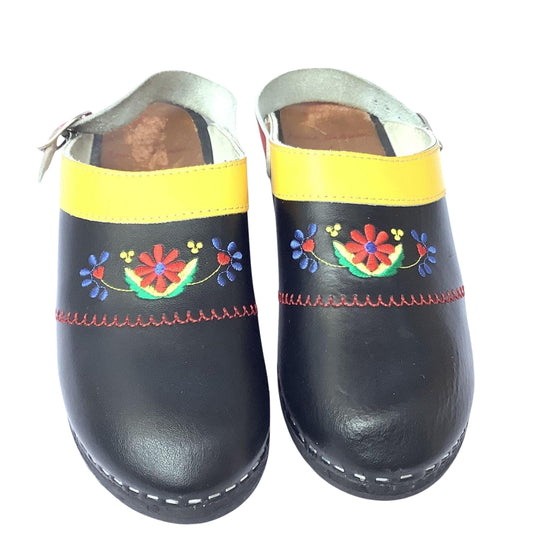 Swedish Leather Clogs 7 / Multicolor / Chunky