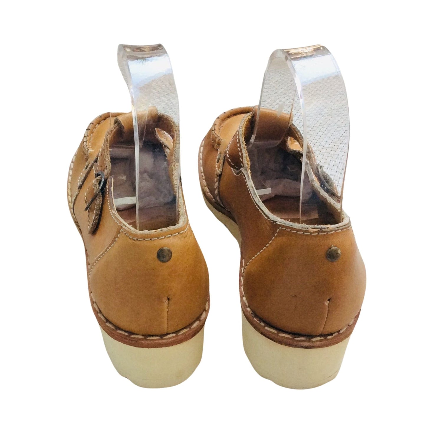 T-Strap Chunky Shoes 8.5 / Tan / Vintage 1970s