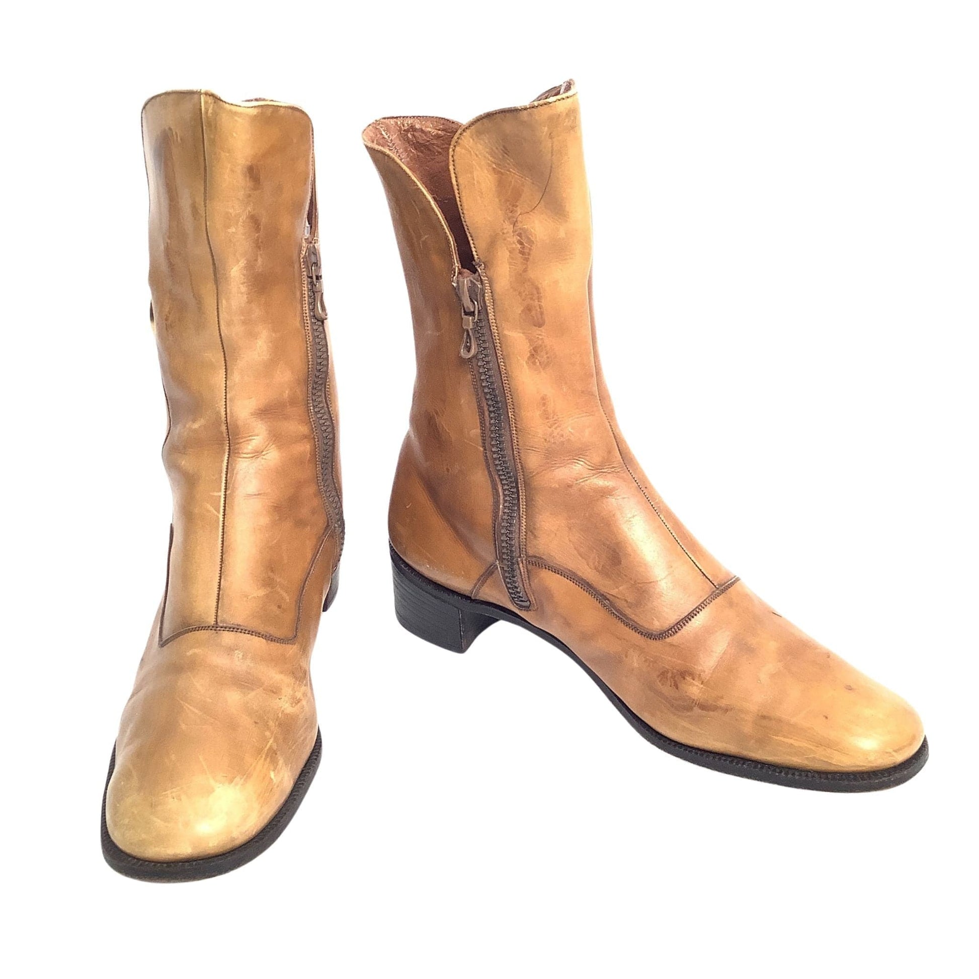 Tan Leather Ankle Boots 8.5 / Tan / Vintage 1960s