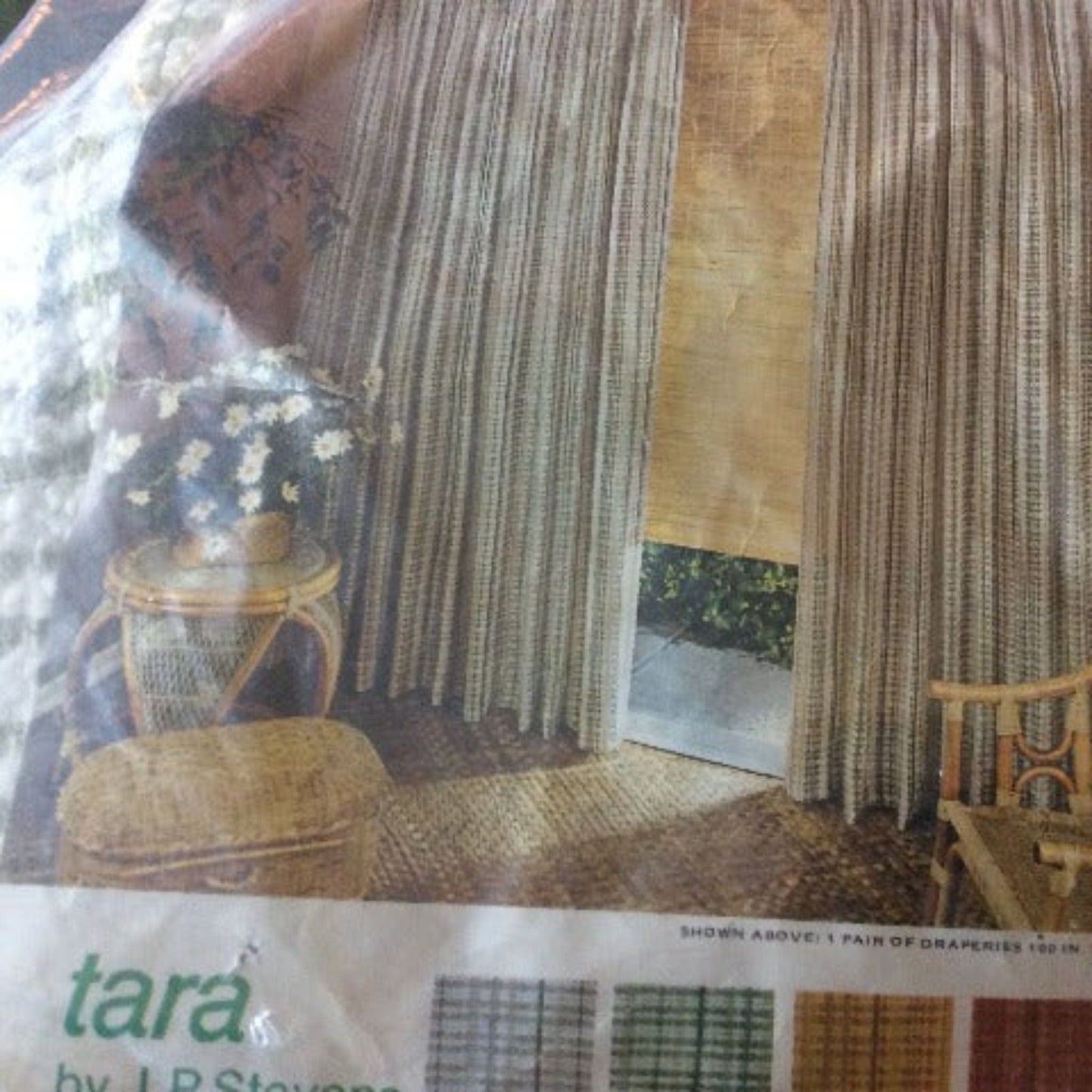 Tara JP Stevens Curtains Green / Cotton / Vintage 1950s