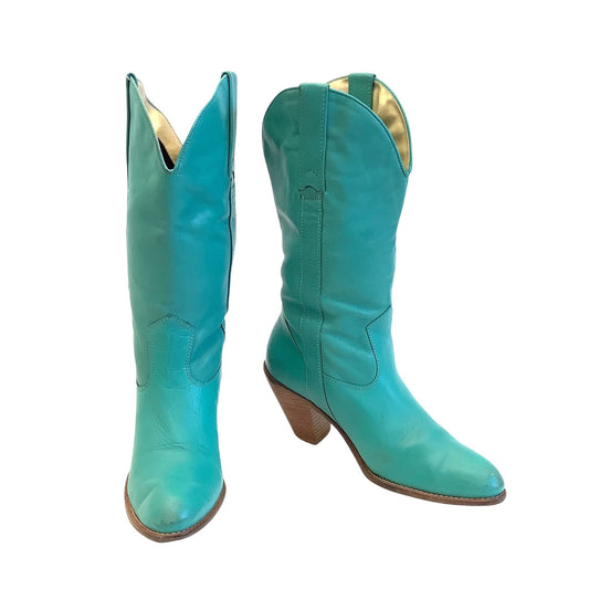 Teal Blue Western Boots 7 / Blue / Vintage 1990s