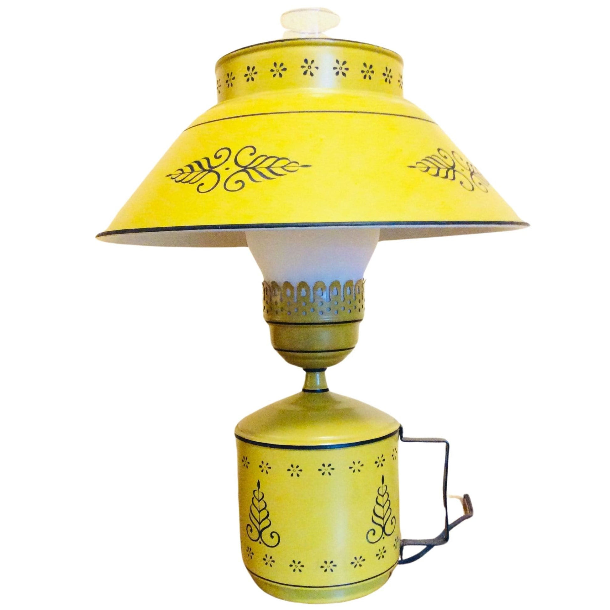 Toleware Yellow Lamp Yellow / Metal / Vintage 1960s