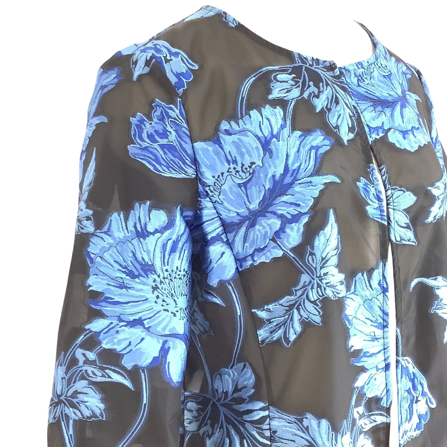 Transparent Brocade Coat Small / Blue / Y2K - Now