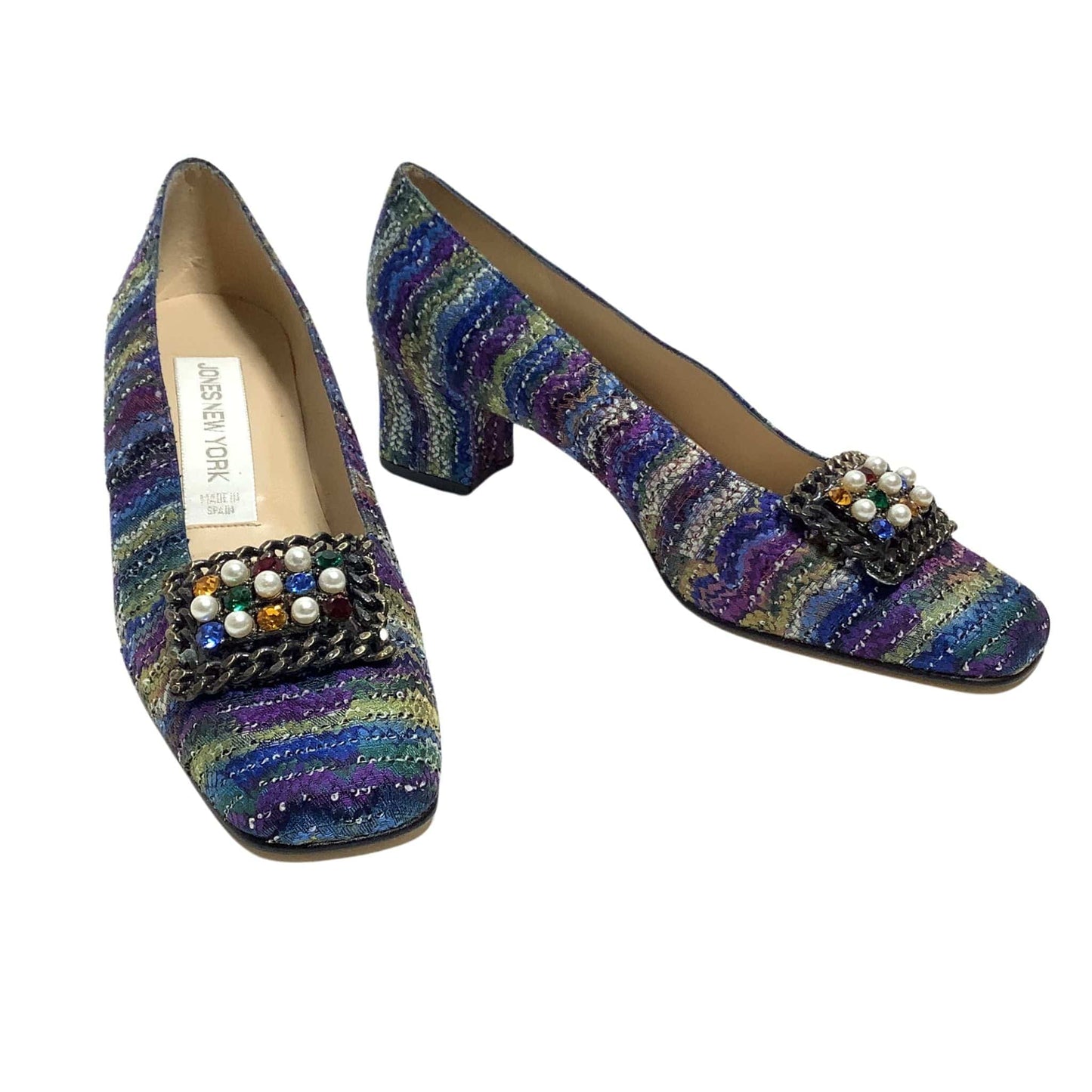 Tweed Square Toe Heels 8.5 / Multicolor / Classic pumps