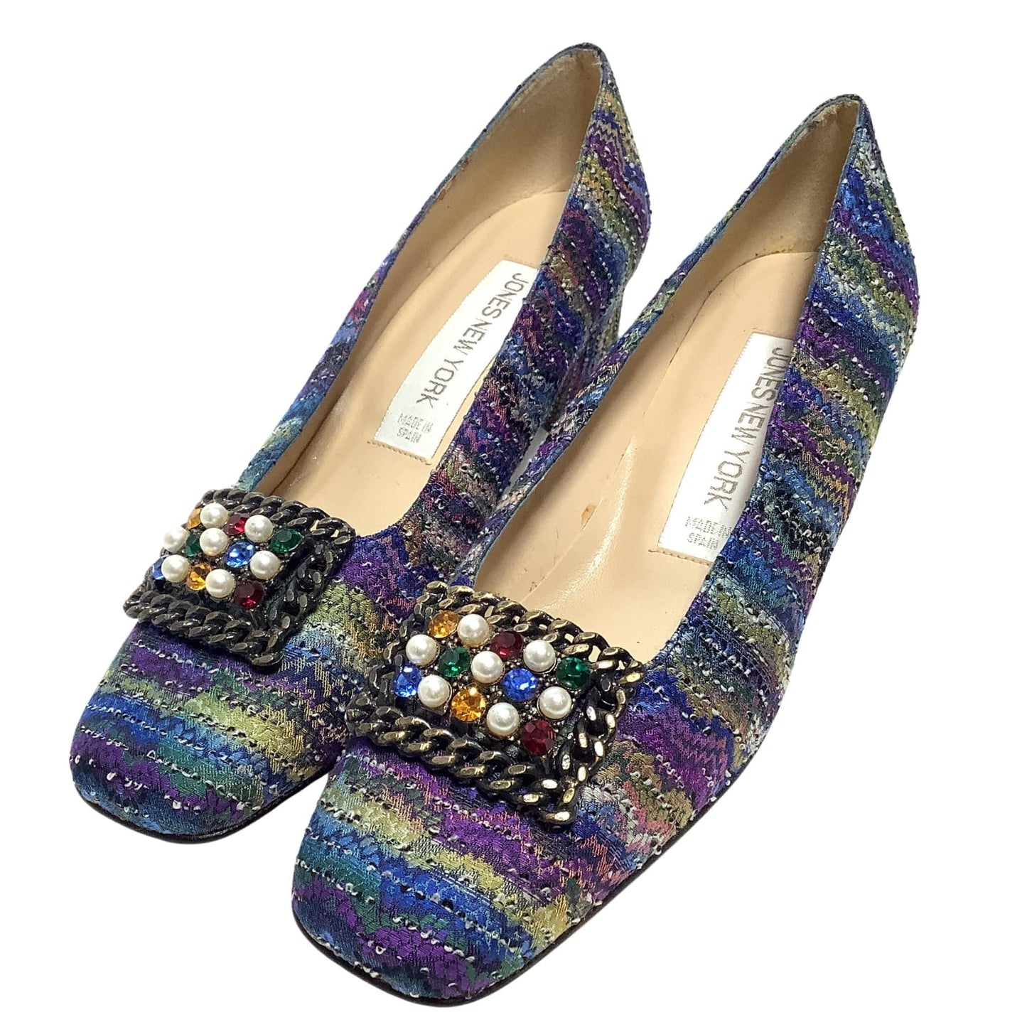 Tweed Square Toe Heels 8.5 / Multicolor / Classic pumps