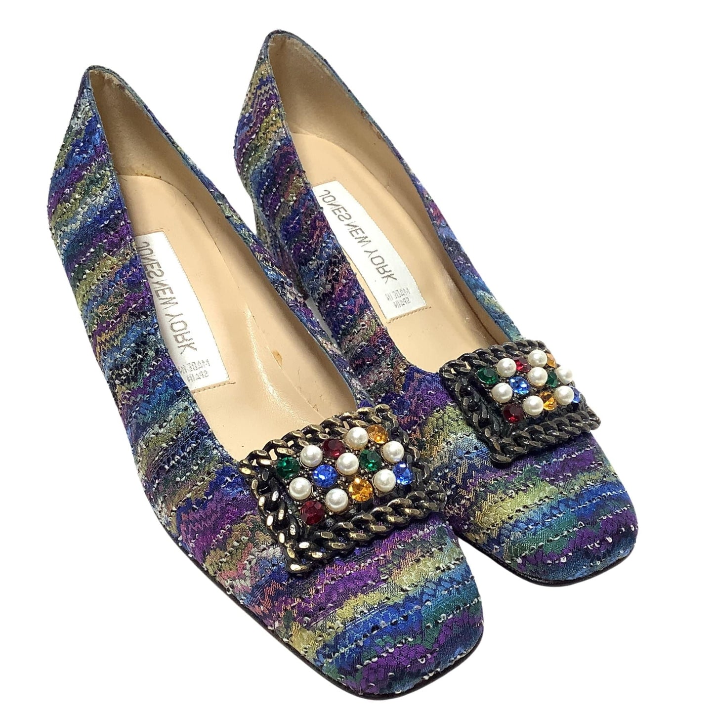 Tweed Square Toe Heels 8.5 / Multicolor / Classic pumps