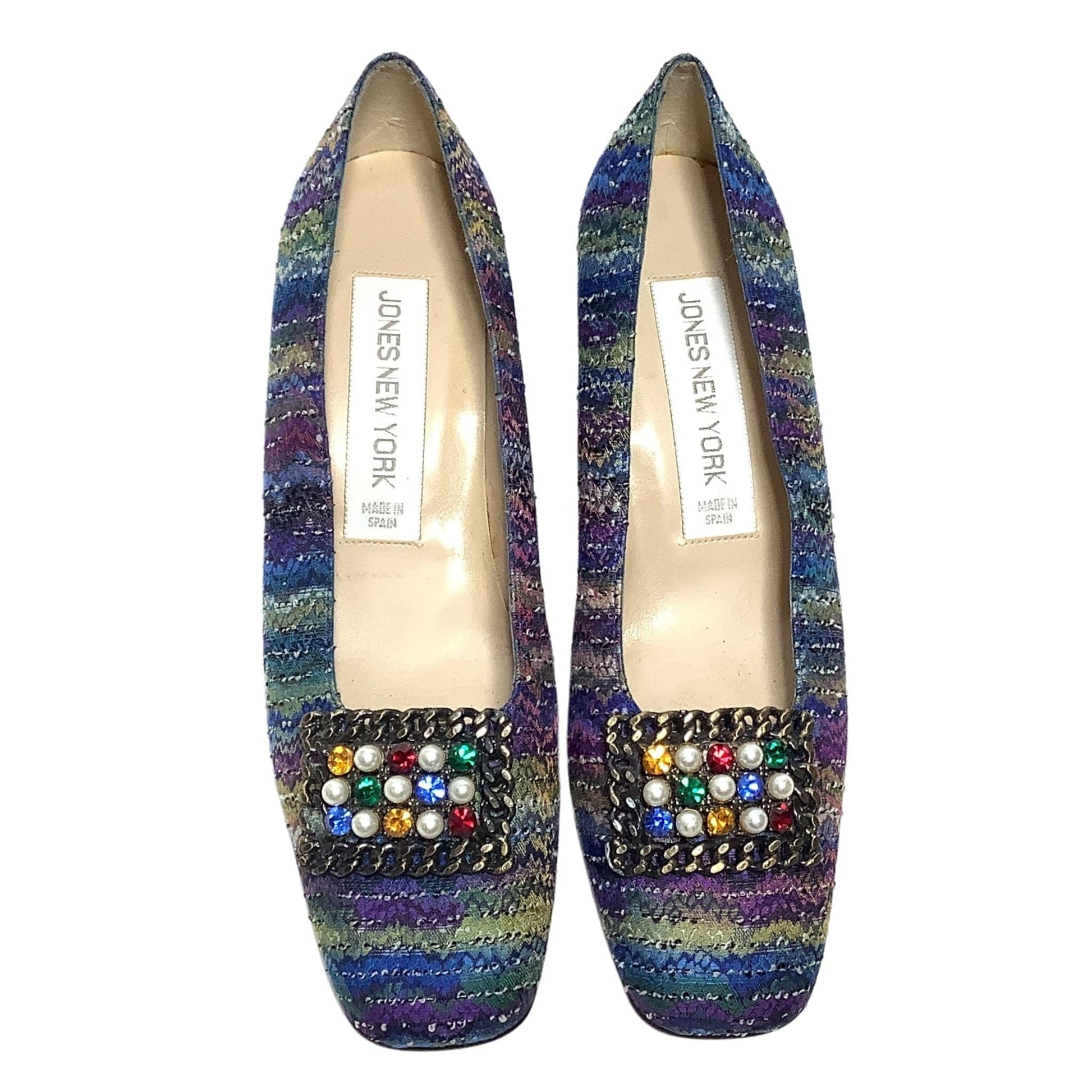 Tweed Square Toe Heels 8.5 / Multicolor / Classic pumps