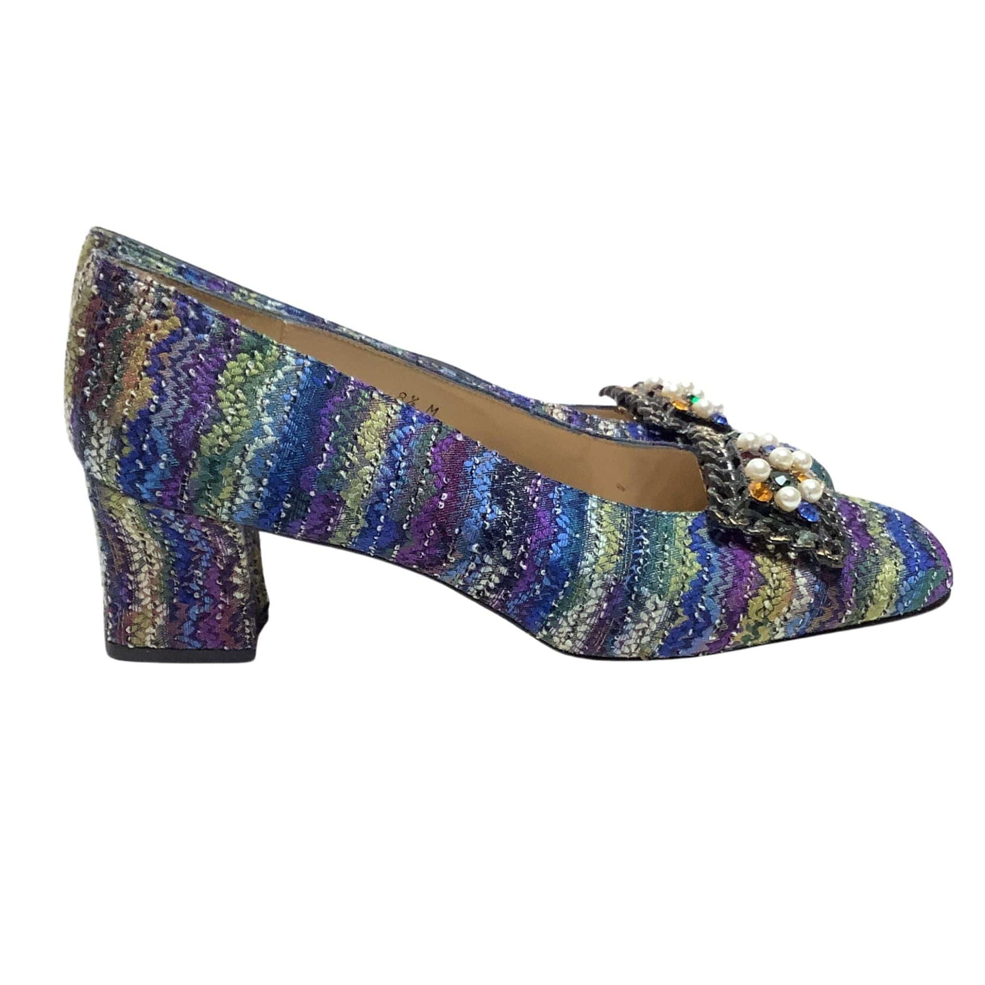 Tweed Square Toe Heels 8.5 / Multicolor / Classic pumps