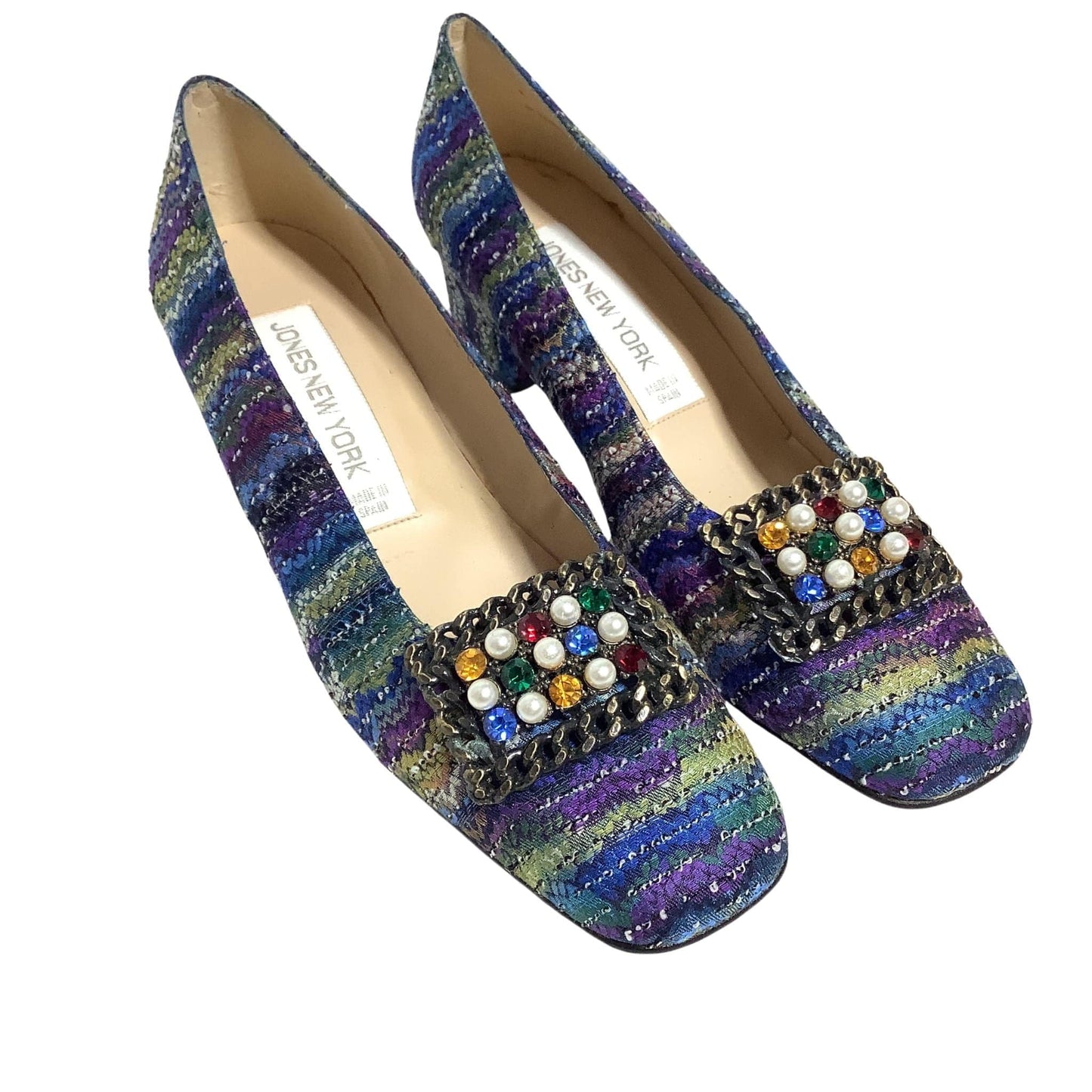 Tweed Square Toe Heels 8.5 / Multicolor / Classic pumps