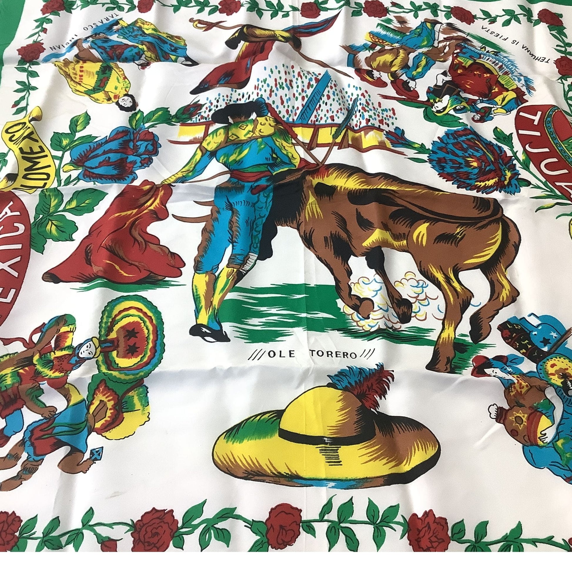 Vintage 1960s Souvenir Scarf Multi / Rayon / Vintage 1960s