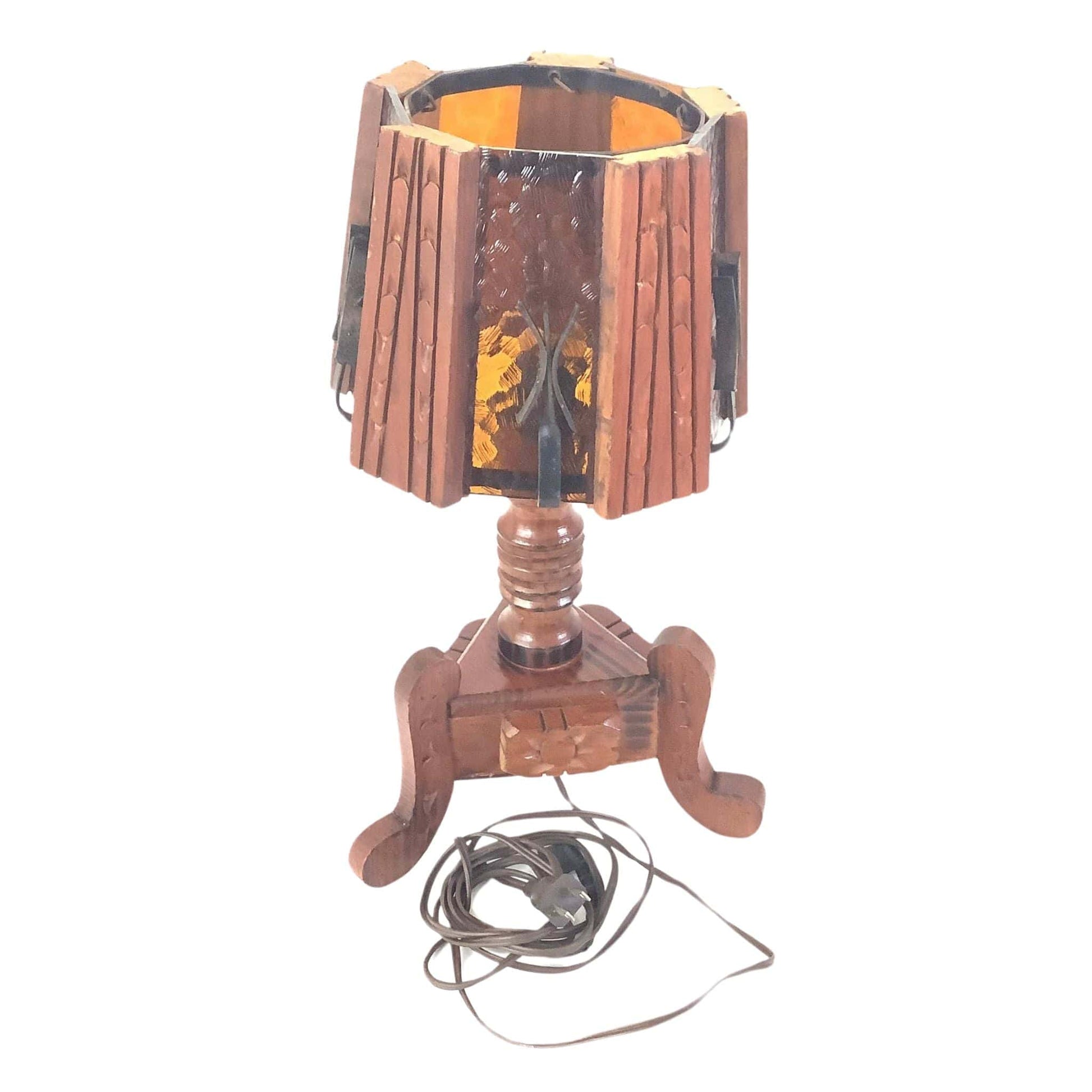 Vintage Arts & Crafts Lamp Brown / Wood / Vintage 1930s