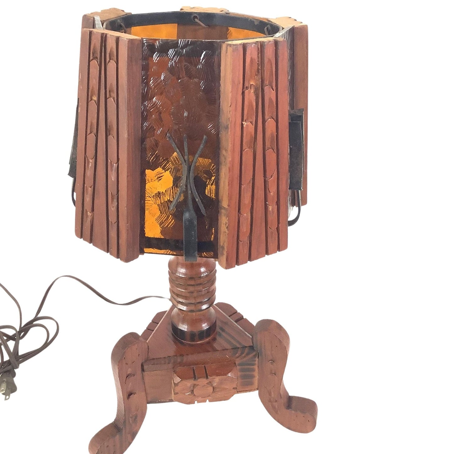 Vintage Arts & Crafts Lamp Brown / Wood / Vintage 1930s