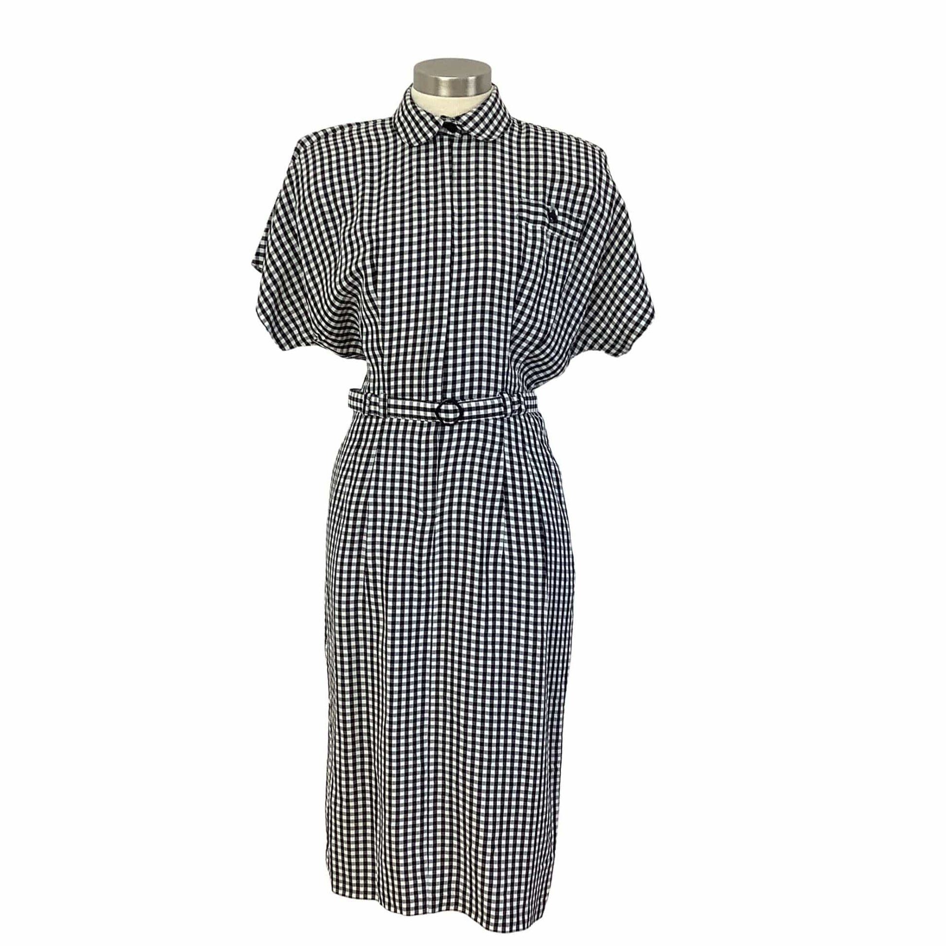 Vintage B&W Plaid Dress Small / Multi / Rockabilly