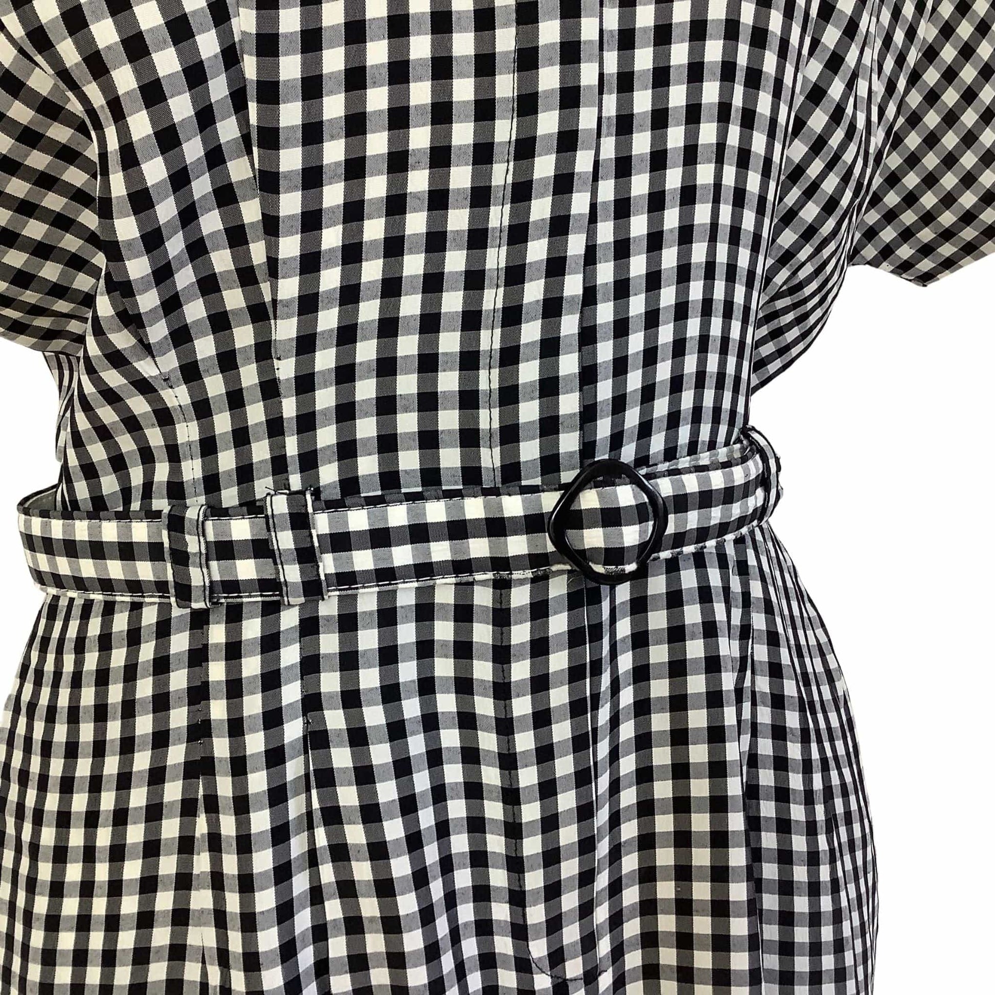 Vintage B&W Plaid Dress Small / Multi / Rockabilly