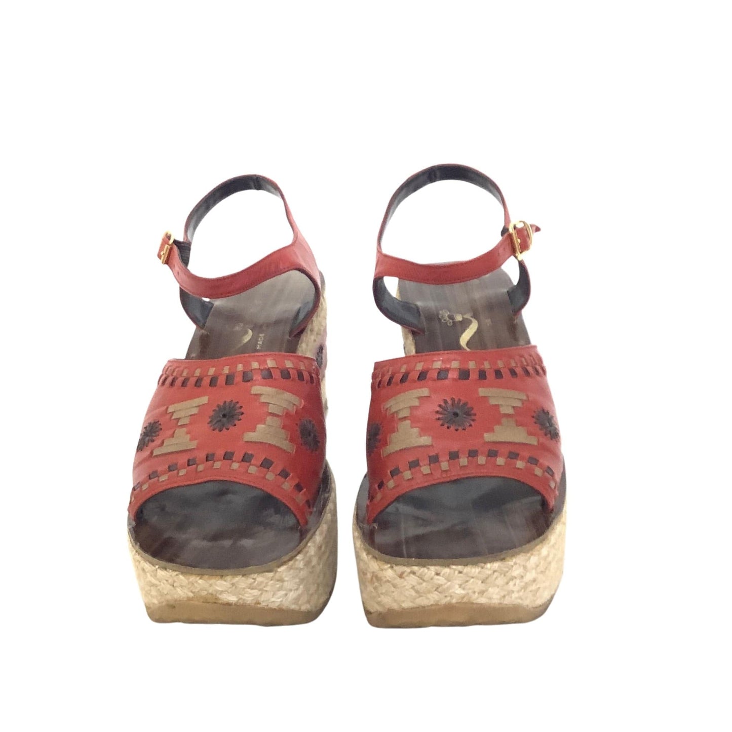 Vintage Boho Platform Sandals 7.5 / Orange / Y2K - Now