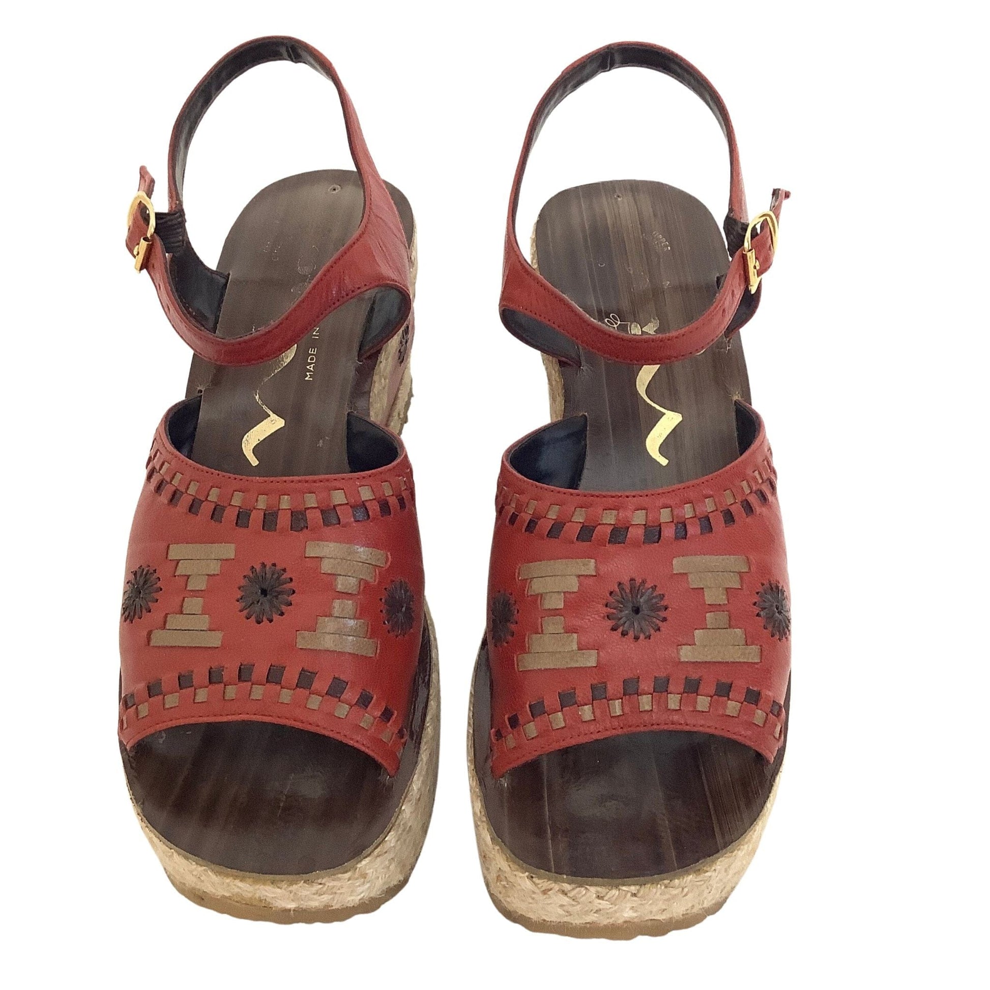 Vintage Boho Platform Sandals 7.5 / Orange / Y2K - Now