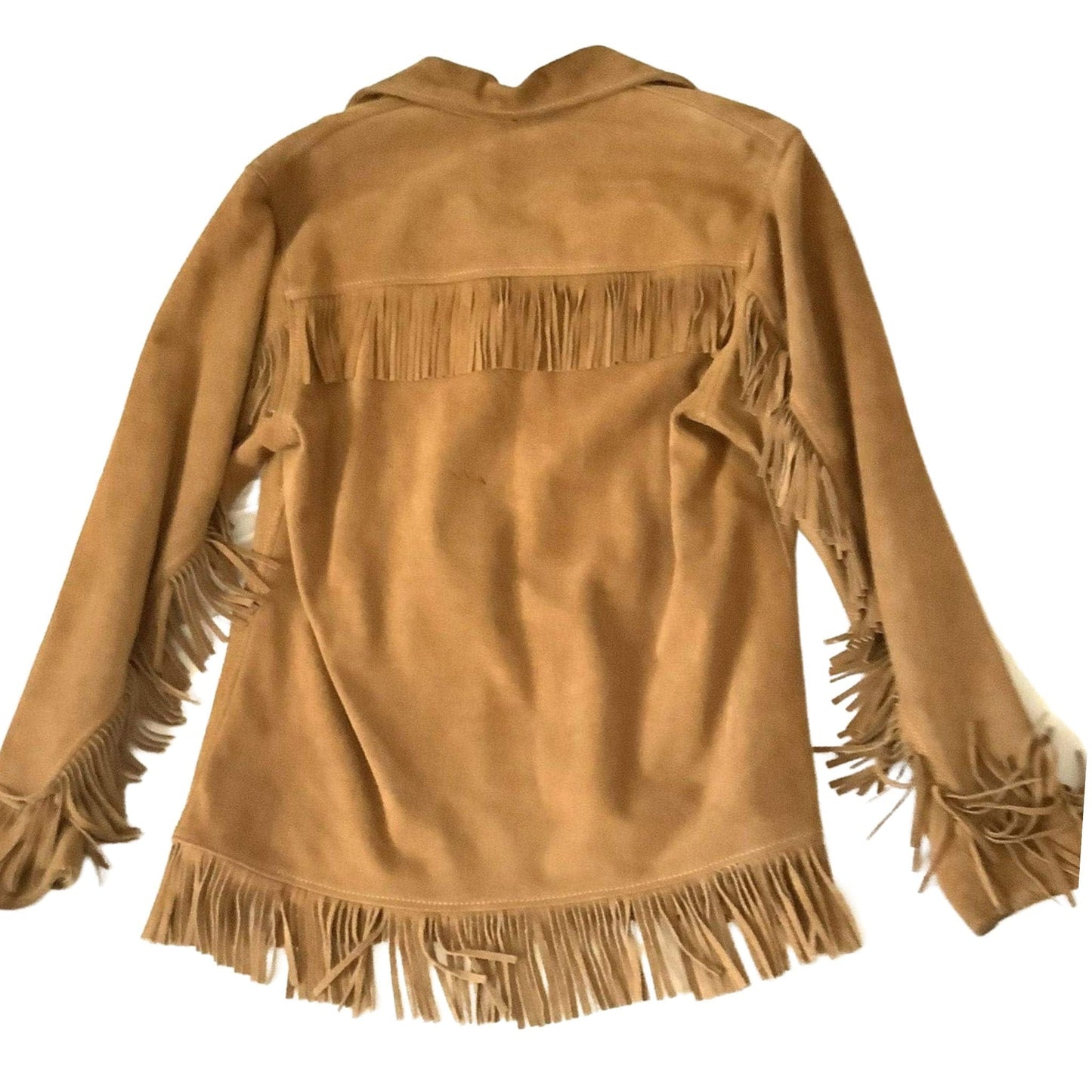 Vintage Buckskin Fringed Shirt Small / Tan / Vintage 1940s