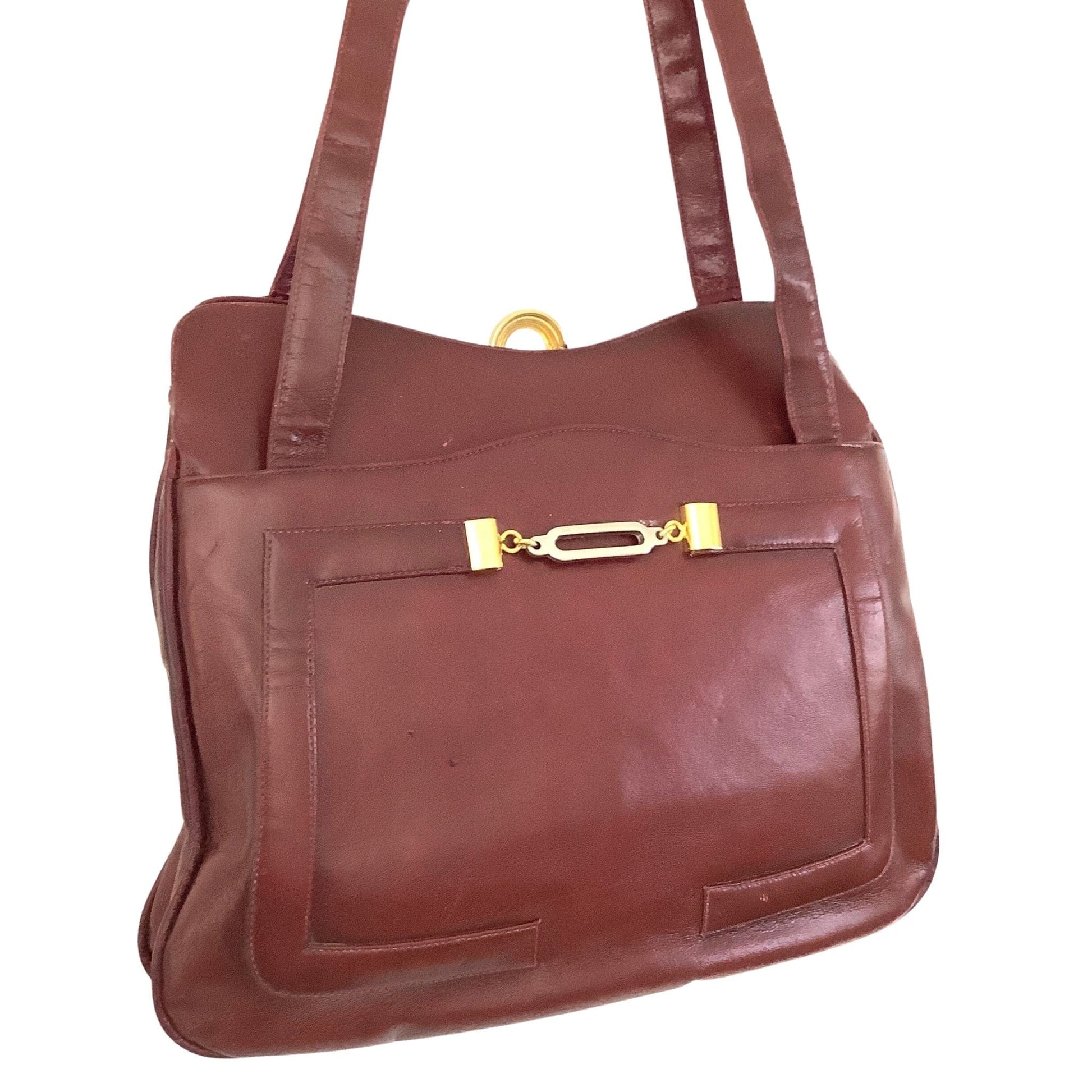 Vintage Burgundy Handbag Burgundy / Leather / Vintage 1970s