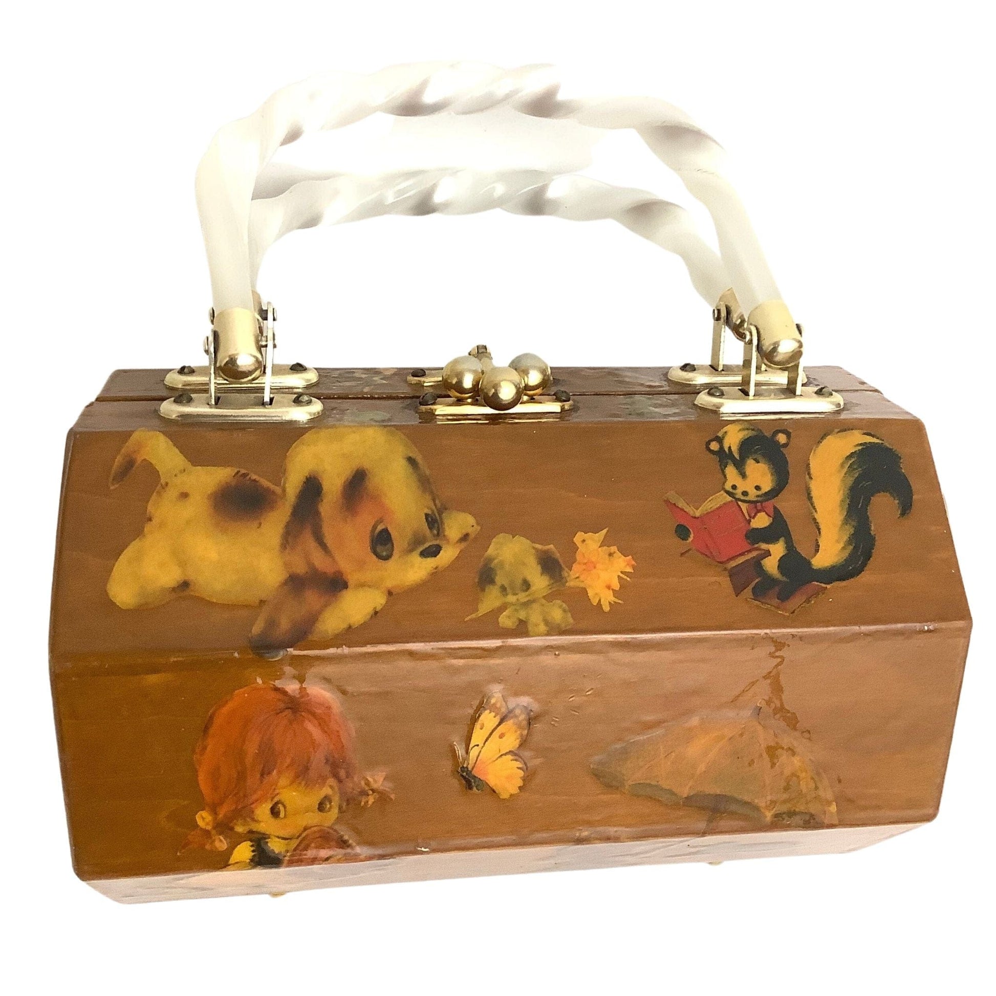 Vintage Cartoons Box Bag Multi / Wood / Vintage 1960s