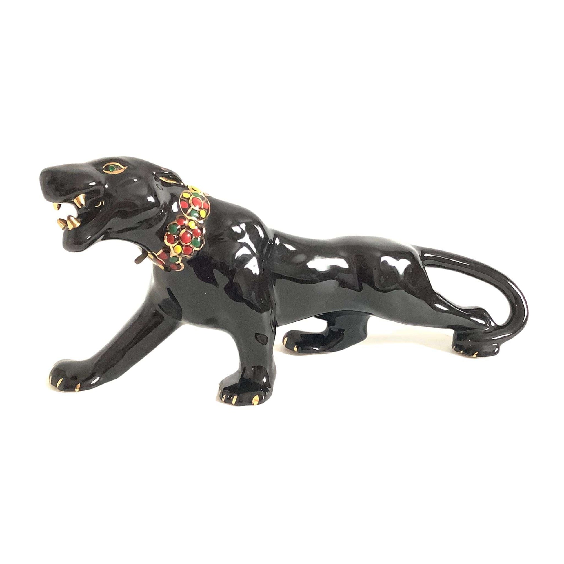 Vintage Ceramic Cougar Ceramic / Black / Vintage 1950s