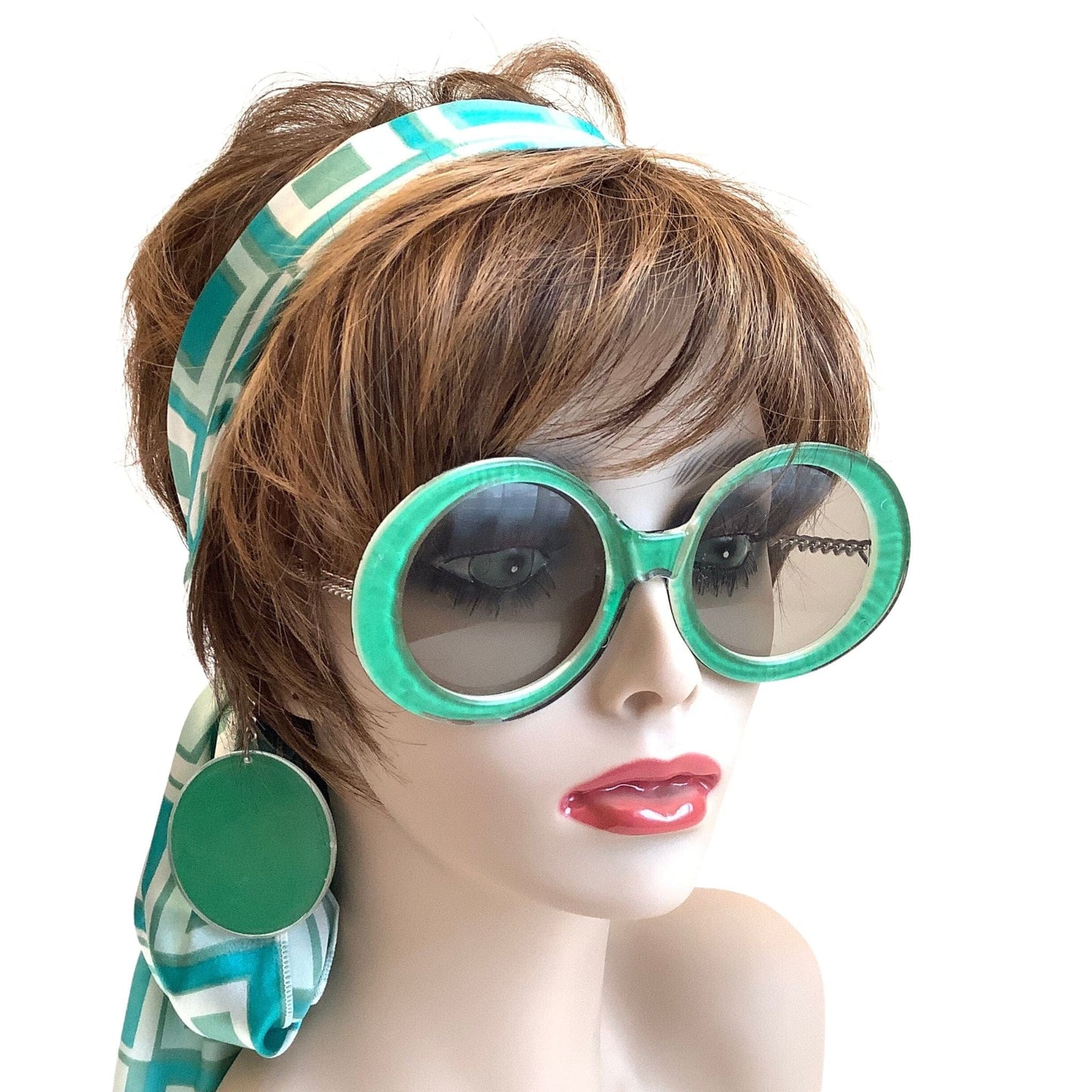 Vintage Chain Sunglasses Green / Synthetic / Mod