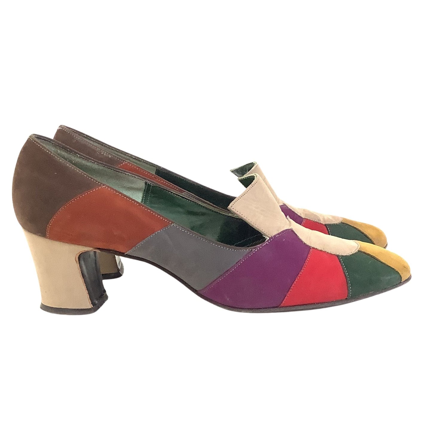 Vintage Color Block Heels 7 / Multi / Vintage 1960s