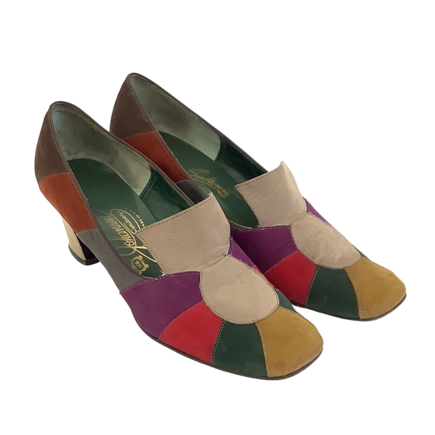 Vintage Color Block Heels 7 / Multi / Vintage 1960s